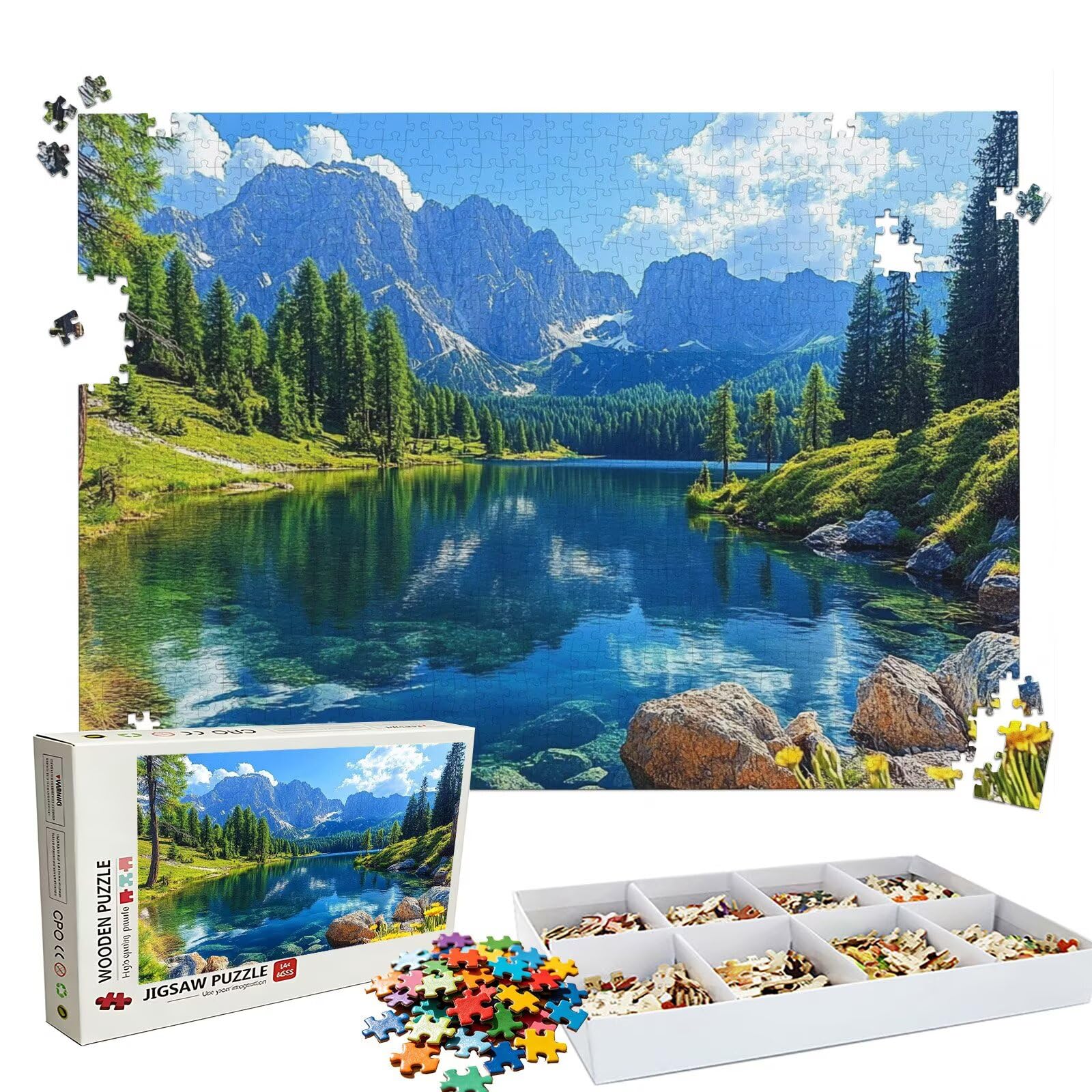 Puzzle lago Foresta(3), Puzzle Adulti 3000 pezzi, Puzzles Legno con Squisita Scatola di Imballaggio, Rompicapo per Esperti con Incastro Perfetto, Stampa Alta Definizione, Regalo per Adulti W3H-908