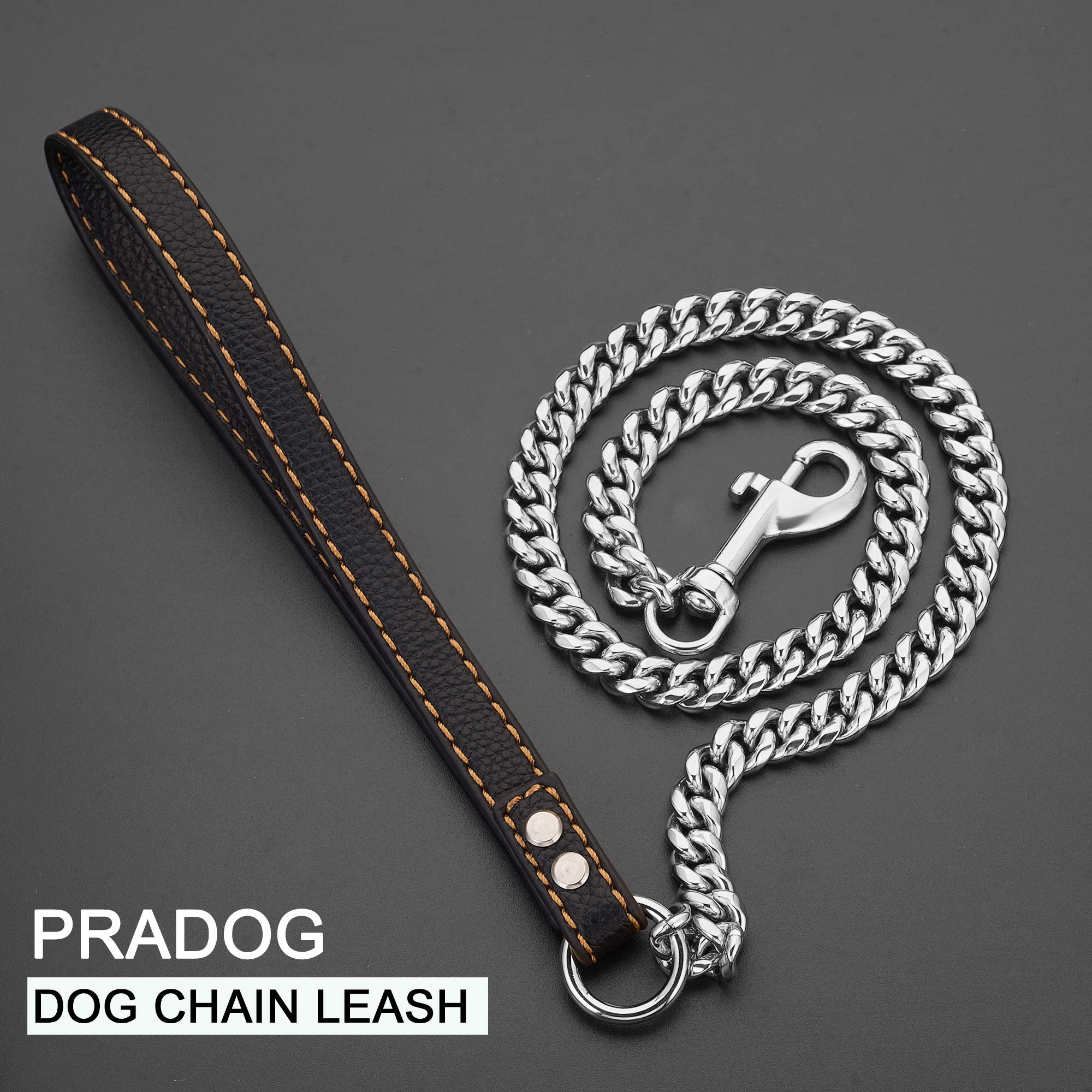 Leren Hondenriem met Ketting - Zwart - 12mm x 120cm | Hondenriem | Jumper