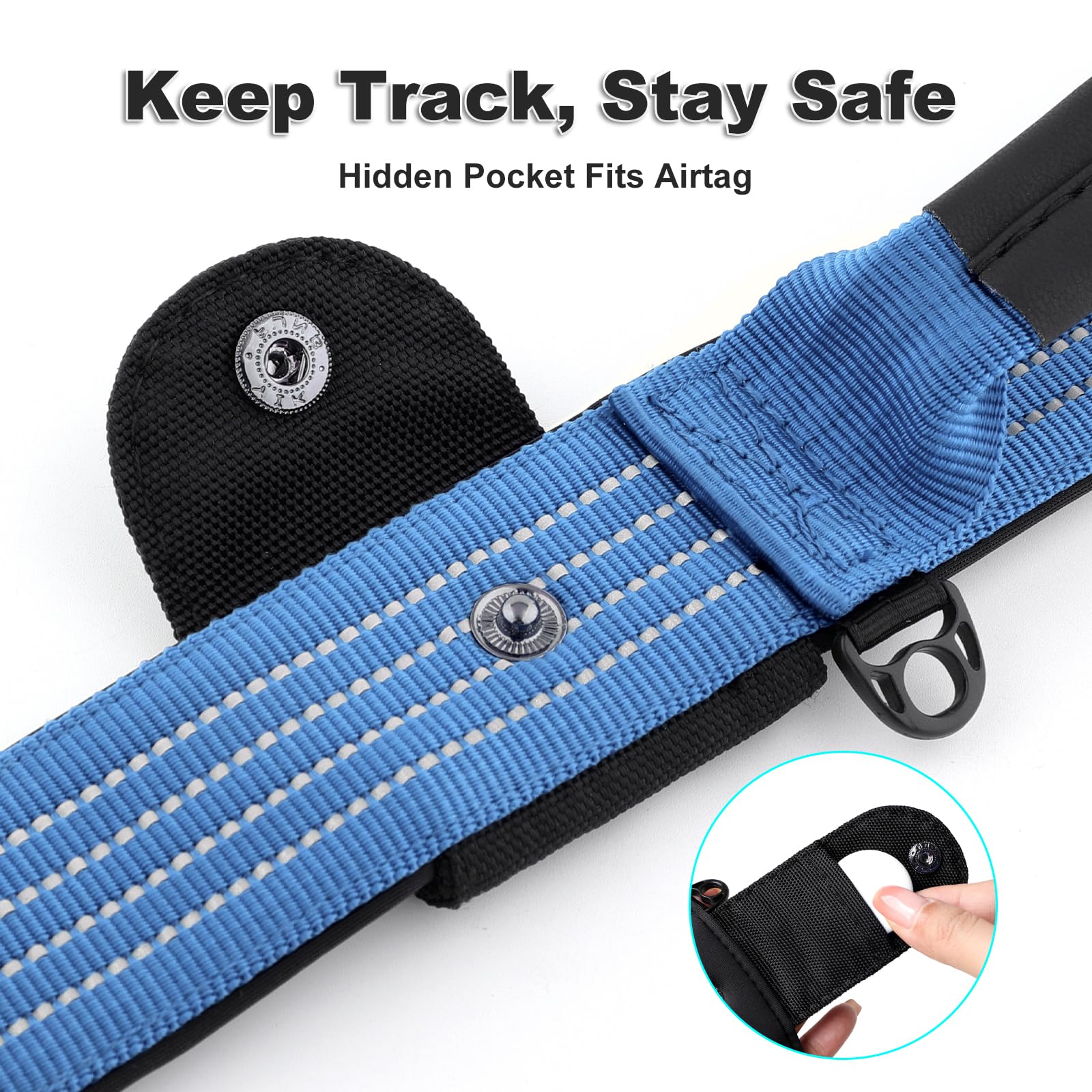 Plutus Pet Tactical Dog Collar with Tracker pocket for AirTag Adjustable Reflective Nylon Collar, Metal Buckle - Image 3