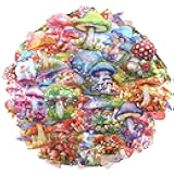 Shimmeroo 100Pcs Transparent Mushroom Stickers,Cute Scrapbook Stickers Self-Adhesive Aesthetic Clear Labels for Journaling Supplies DIY Art Scrapbook Supplies