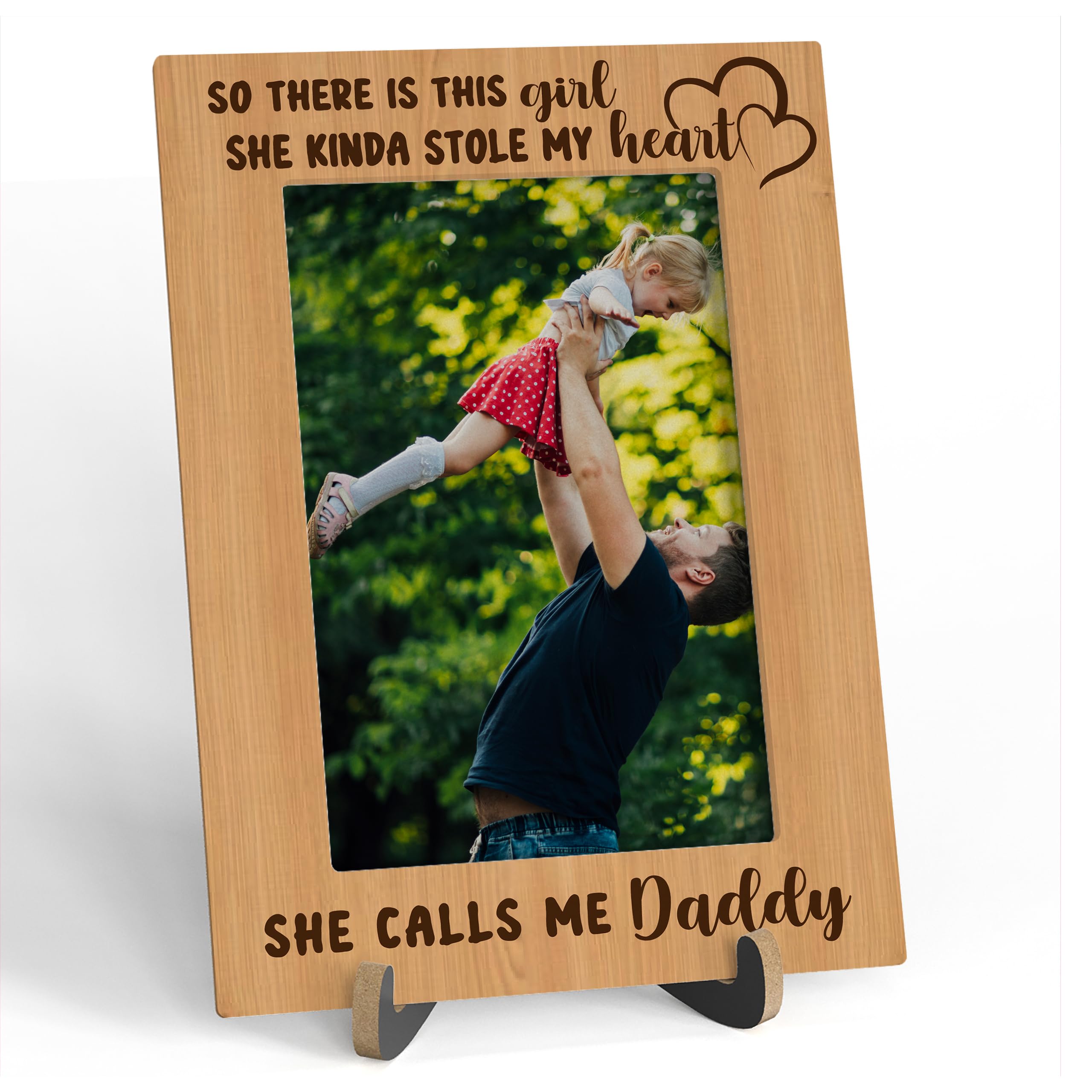 Zmyollo Dad Picture Frame, Rustic Wooden Tabletop Photo Frame With Stand, 6 x 8 Inches, Fits 4 x 6 Inches Photos, Father's Day Gifts