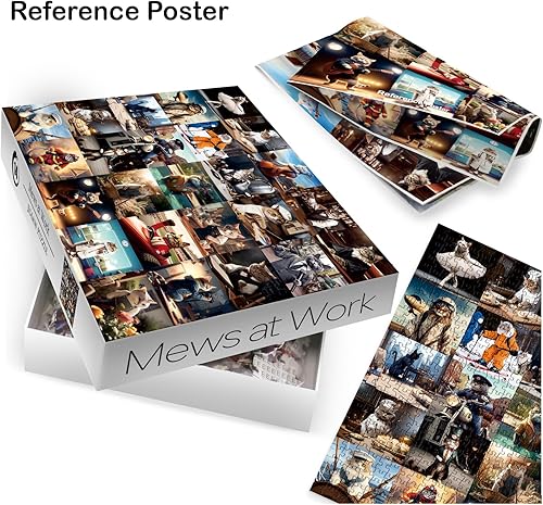 Miniatura 4 de Rompecabezas de 1000 piezas para adultos, rompecabezas con temática de gatos, divertidos rompecabezas de trabajo de gato con animales