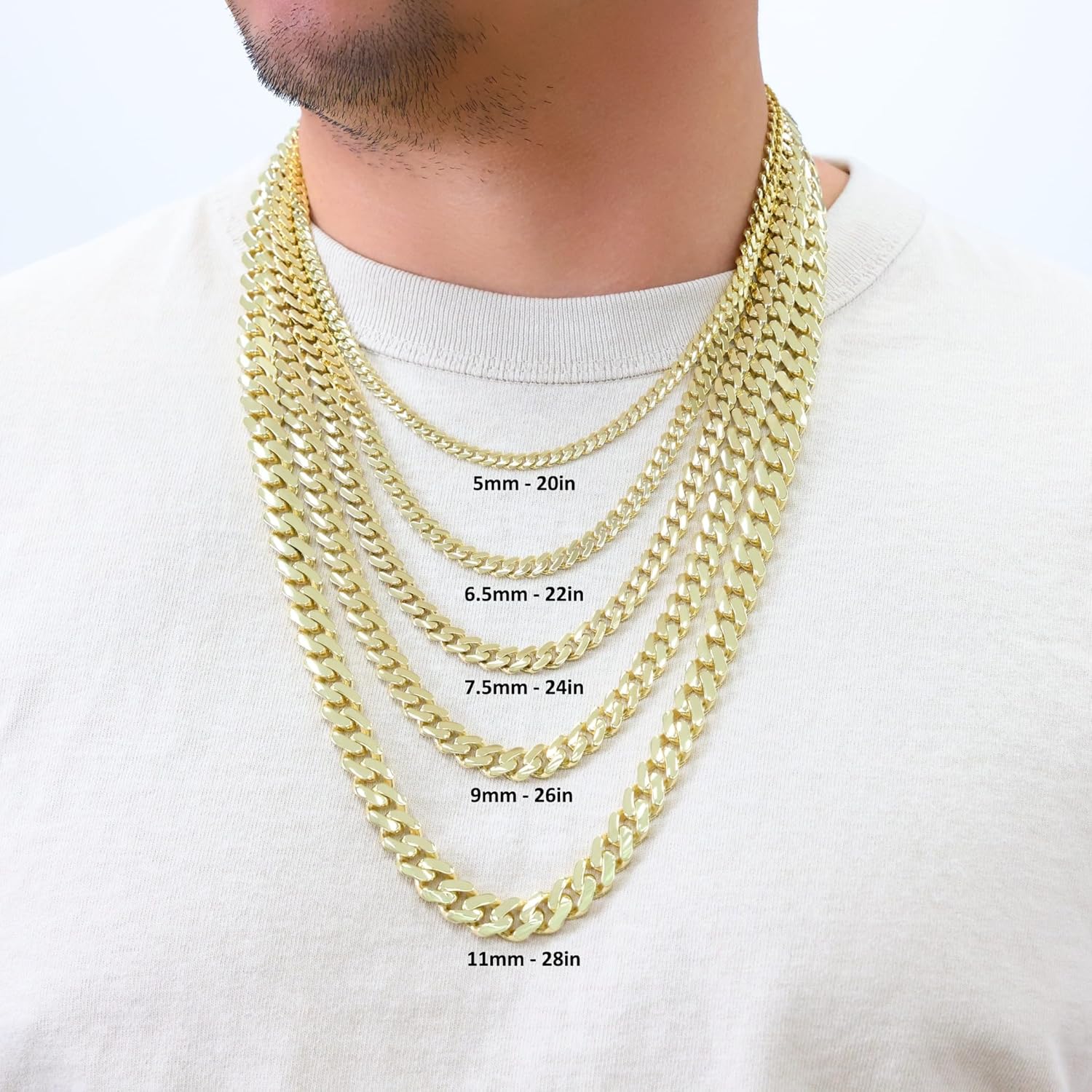 Nuragold 14k Real Yellow Gold Royal Monaco Miami Cuban Link Necklace 16"-30" (5mm-17mm) Italian Jewelry for Men & Women