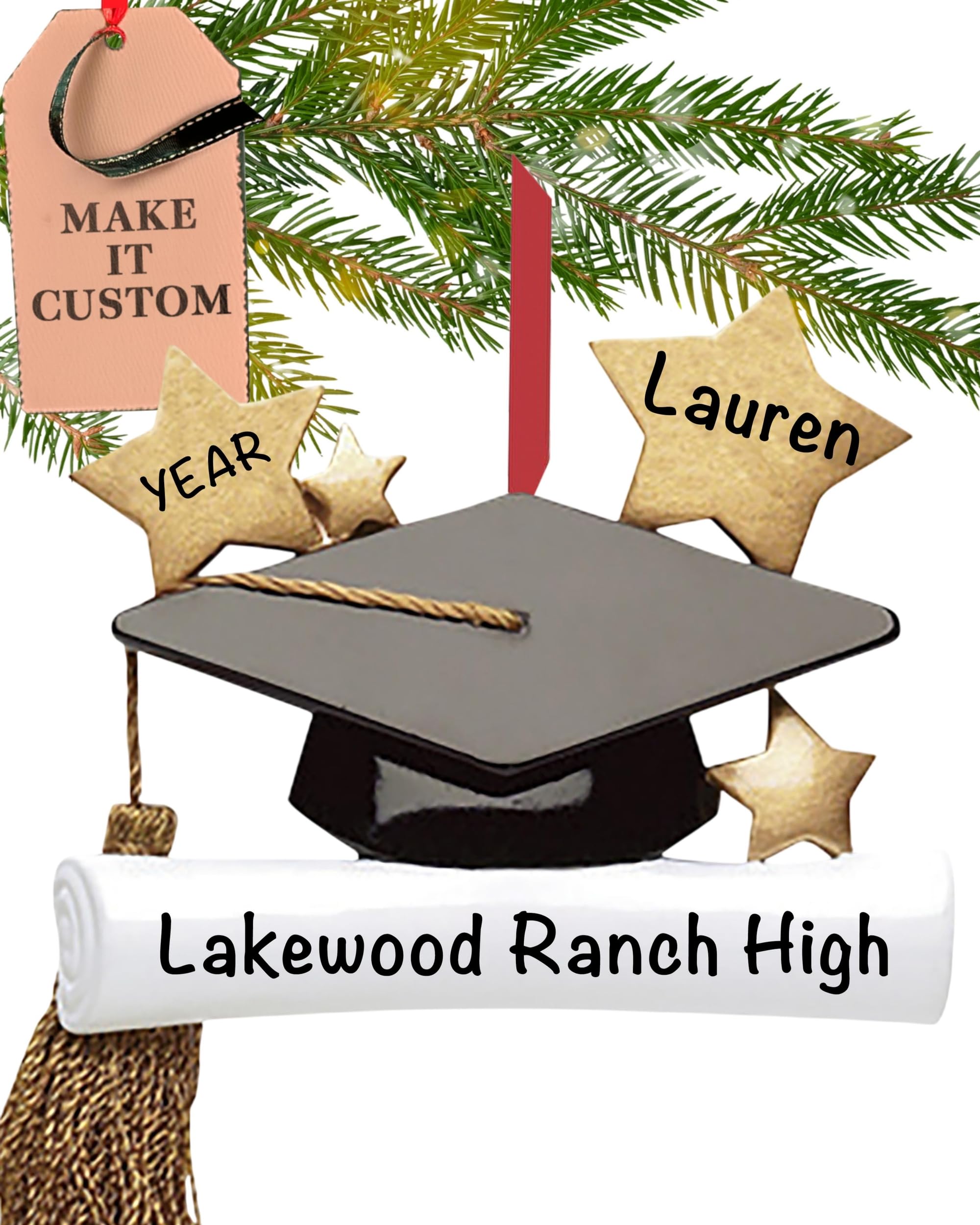 Holiday Traditions Graduation Scroll And Cap Personalised Graduation Ornament Class Of 2025 – Fast & Free 24H Customisation – High School Senior Christmas Ornaments For Tree – Custom Gift Wrapped Grad Cap Keepsake For Graduates