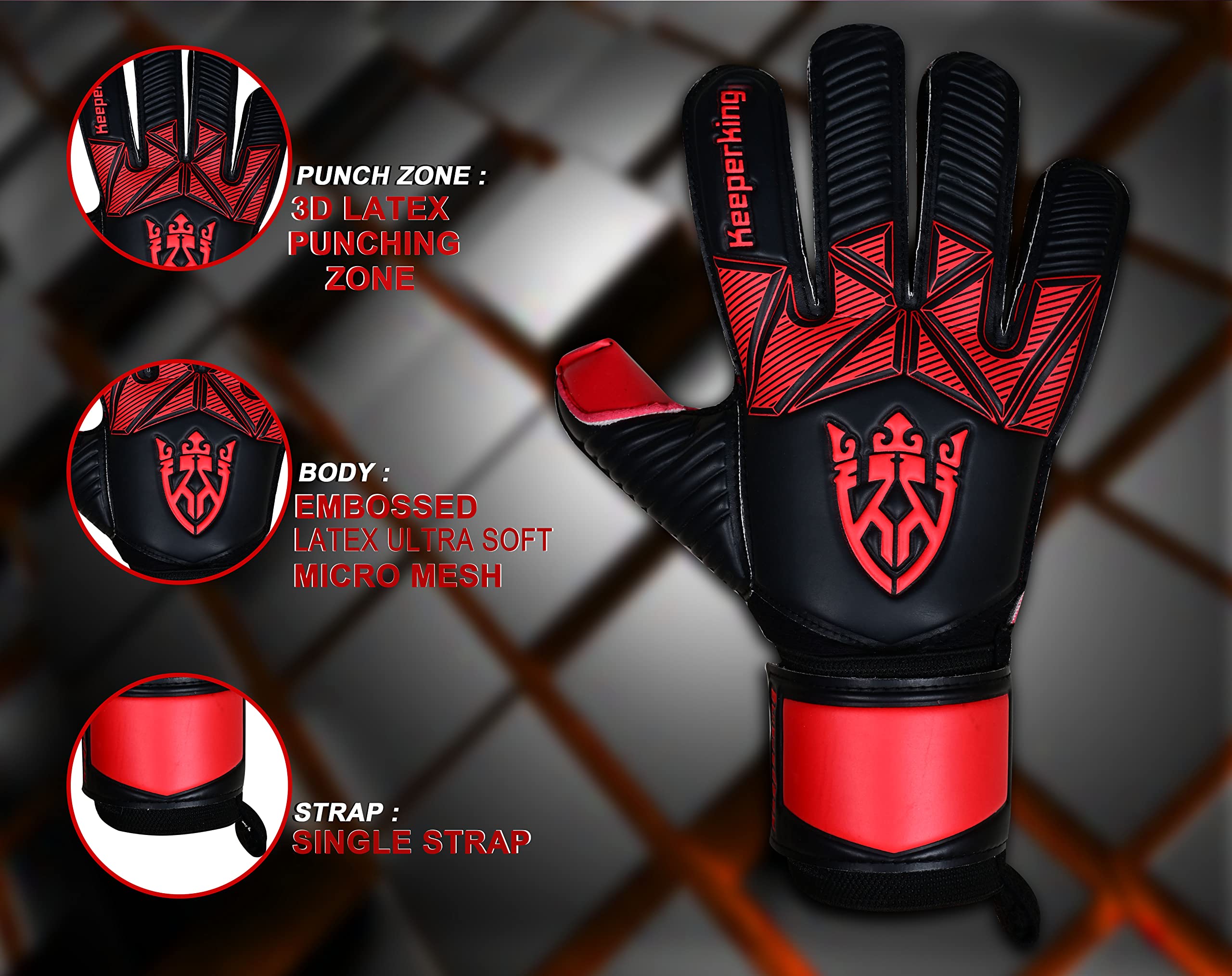 Keeperking - Guanti da portiere per bambini, ragazzi, adulti, senza salva dita, 4 mm, durevoli, in lattice, unisex