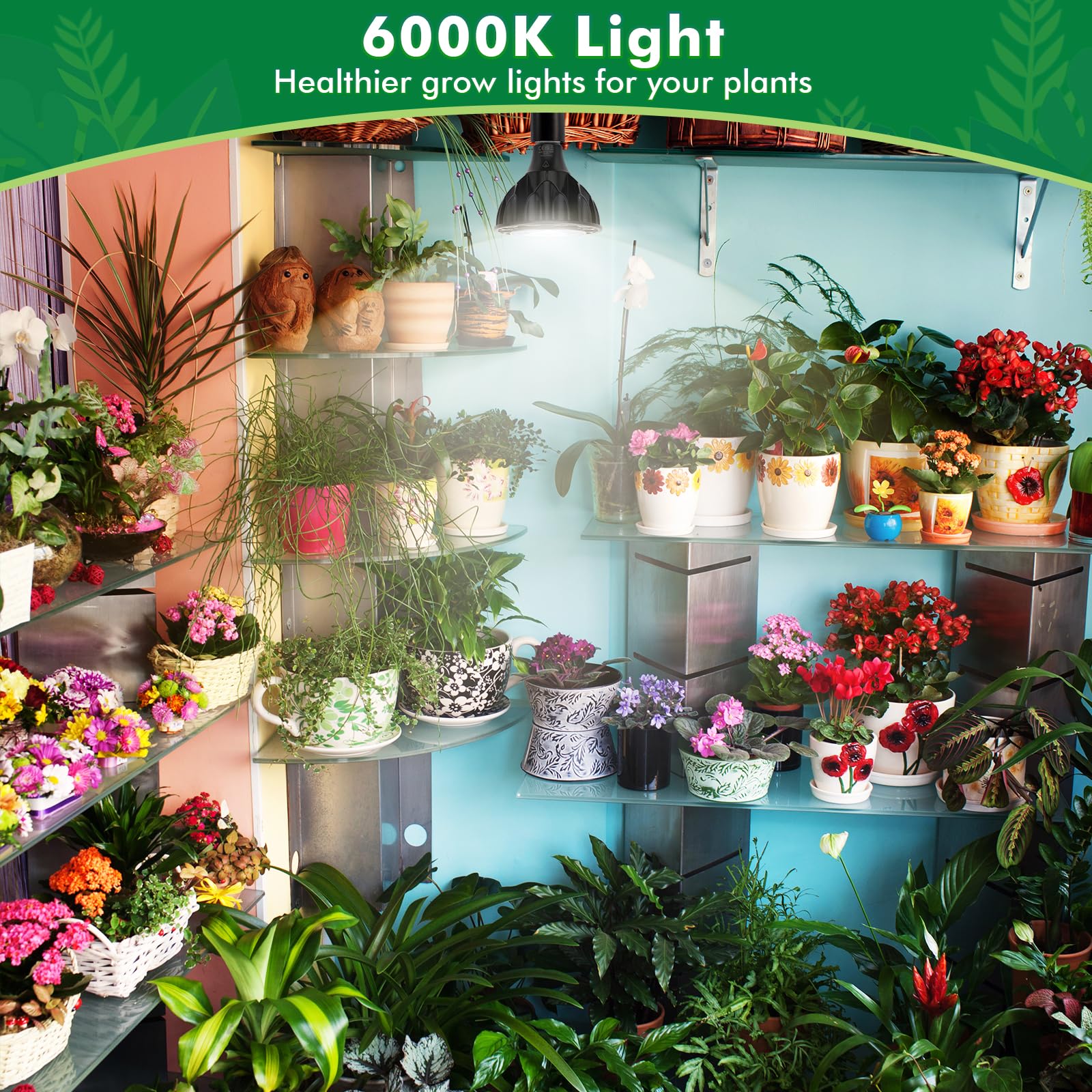 Rayofly Plantenlamp LED Volspectrum, 40W Zwarte Groeilamp Plantenlicht voor Kamerplanten, In Hoogte Verstelbare Led Groeilamp met Timer 4/8/12H, Stand Grow Light voor Plant of Zaad