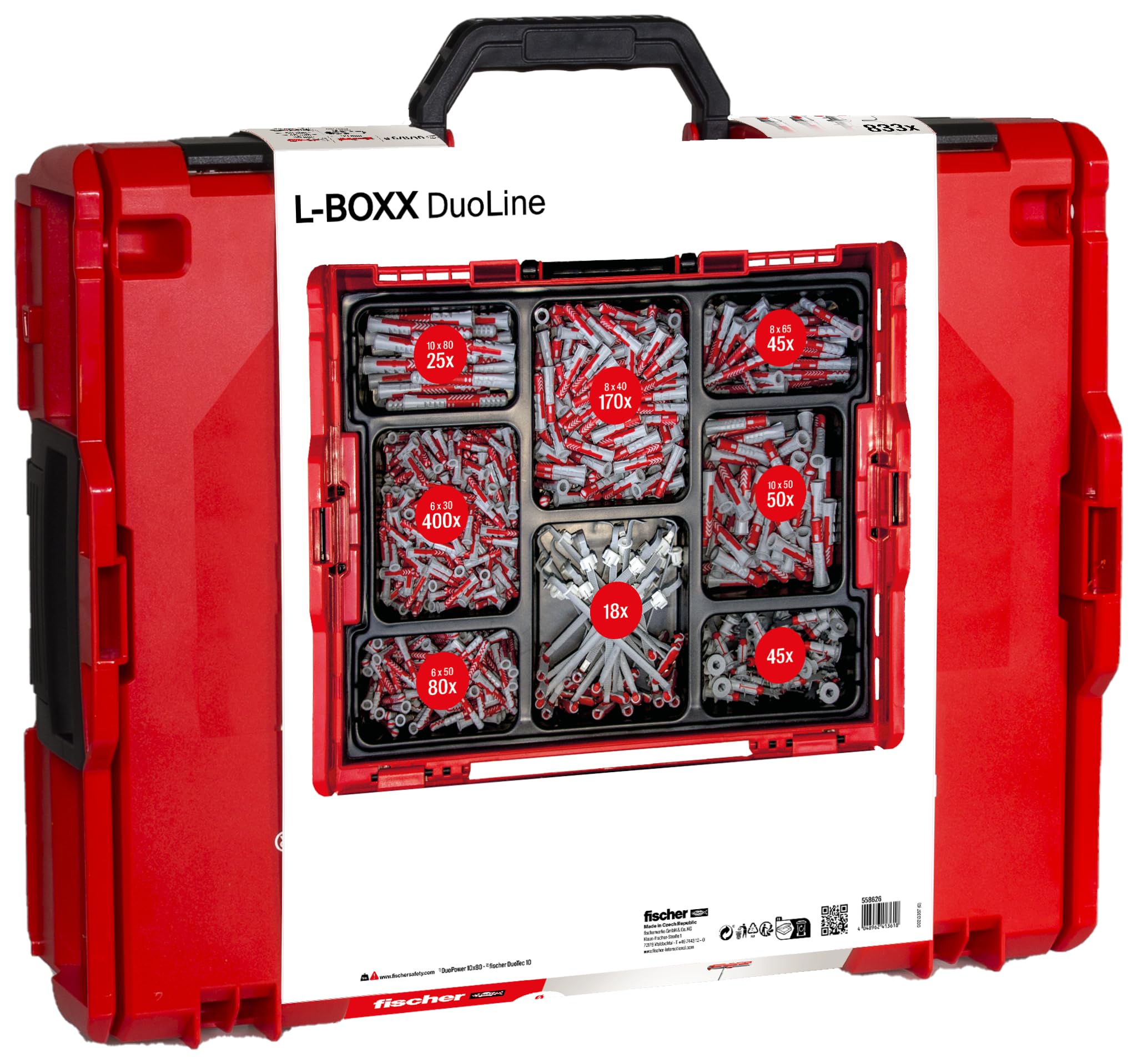 Fischer DuoLine L-BOXX 102 Dübel Set Koffer 833 tlg. |DuoPower|DuoBlade|DuoTec Werkzeug