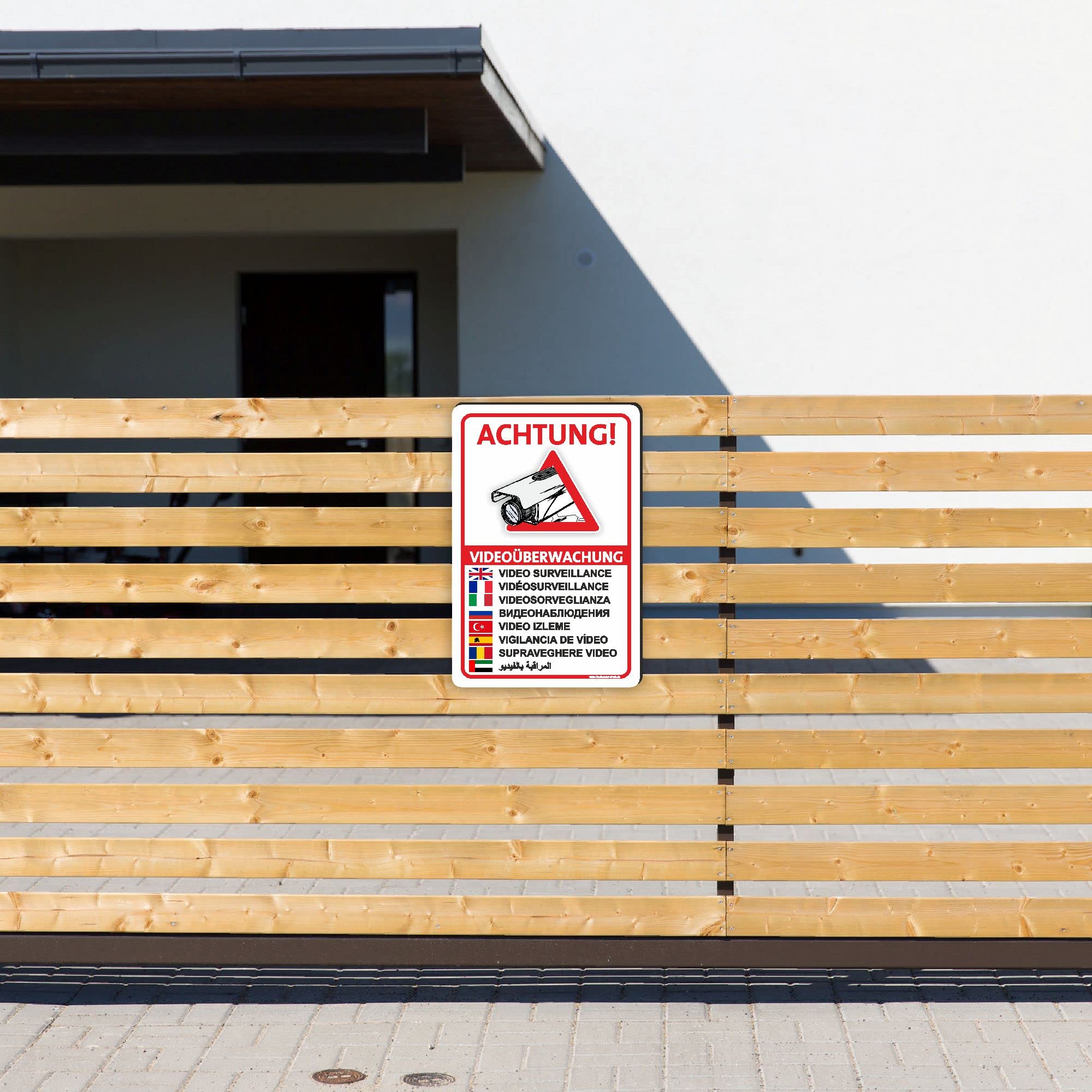 VIDEOÜBERWACHT (9 Sprachen) - Videoüberwachung Schild/VÜ-013 - (60x40cm SCHILD)