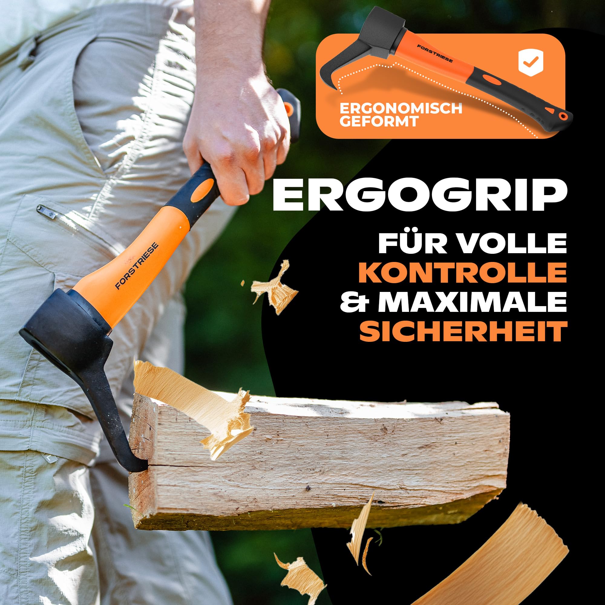 Sappie - Herramienta Forestal Sapie TX37 de 37 cm, Mango de plástico de Fibra de Vidrio inastillable, con Agarre ergonómico para un Agarre Seguro, Forst Zappi