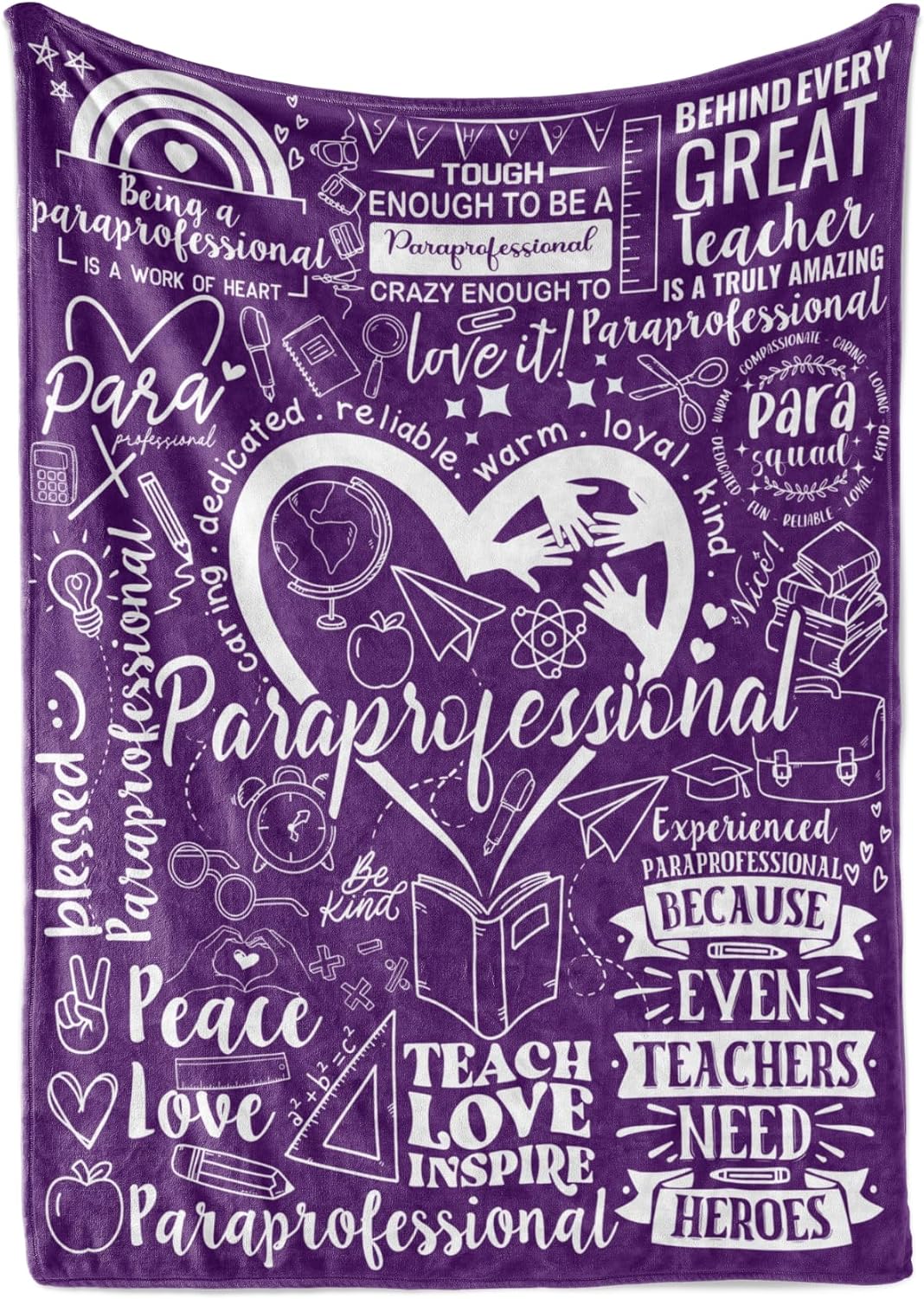 Paraprofessional Appreciation Gifts, Gifts for Teacher Paraprofessional, Flannel Blanket, Large 60 x 80 inches - Purple