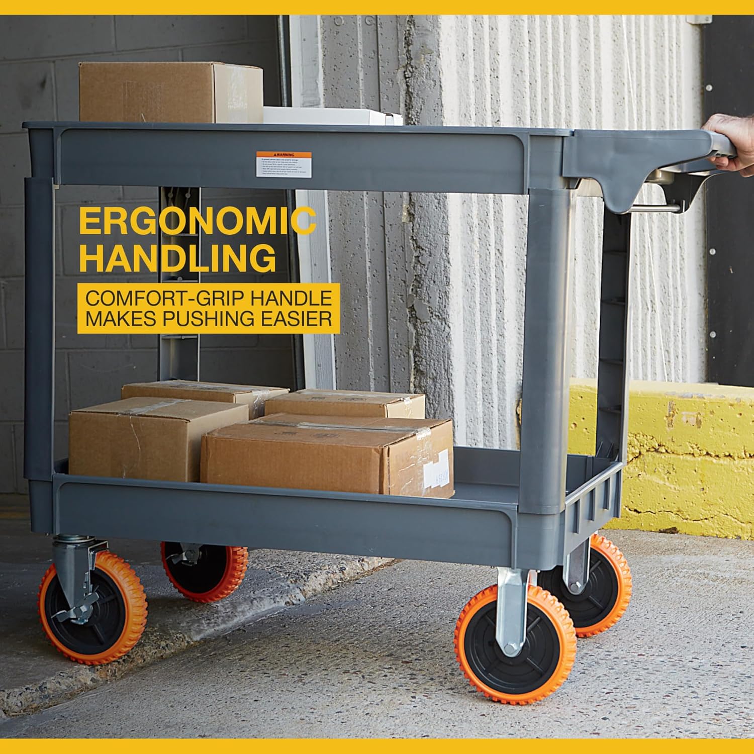 Klutch 2-Shelf All-Terrain Utility Cart, 700-Lb. Capacity, 46in.L x 24in.W x 36in.H