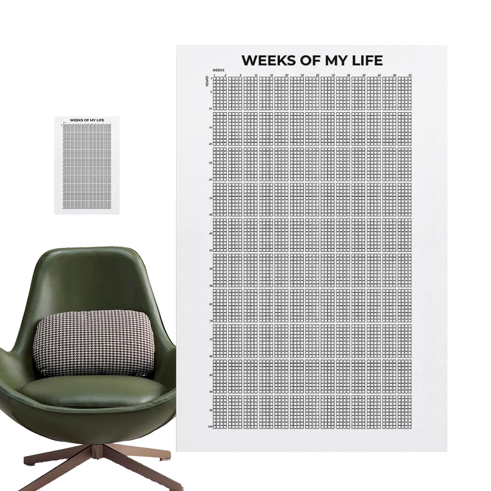 My Life in Weeks Calendar - 4000 Weeks Poster Wall Decoration With Motivational Quotes for Home Decor