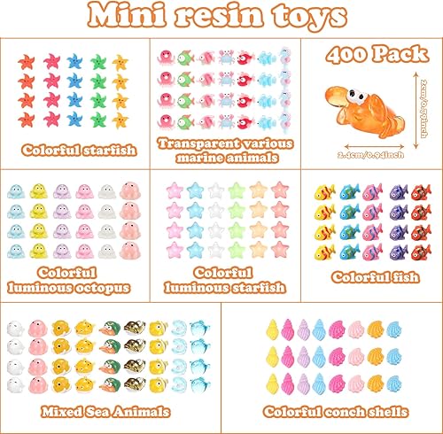 Miniatura 2 de Barydat 400 piezas de mini figuras de animales de resina a granel para bromas, esconderse, manualidades, juguetes en miniatura de resina pequeña,
