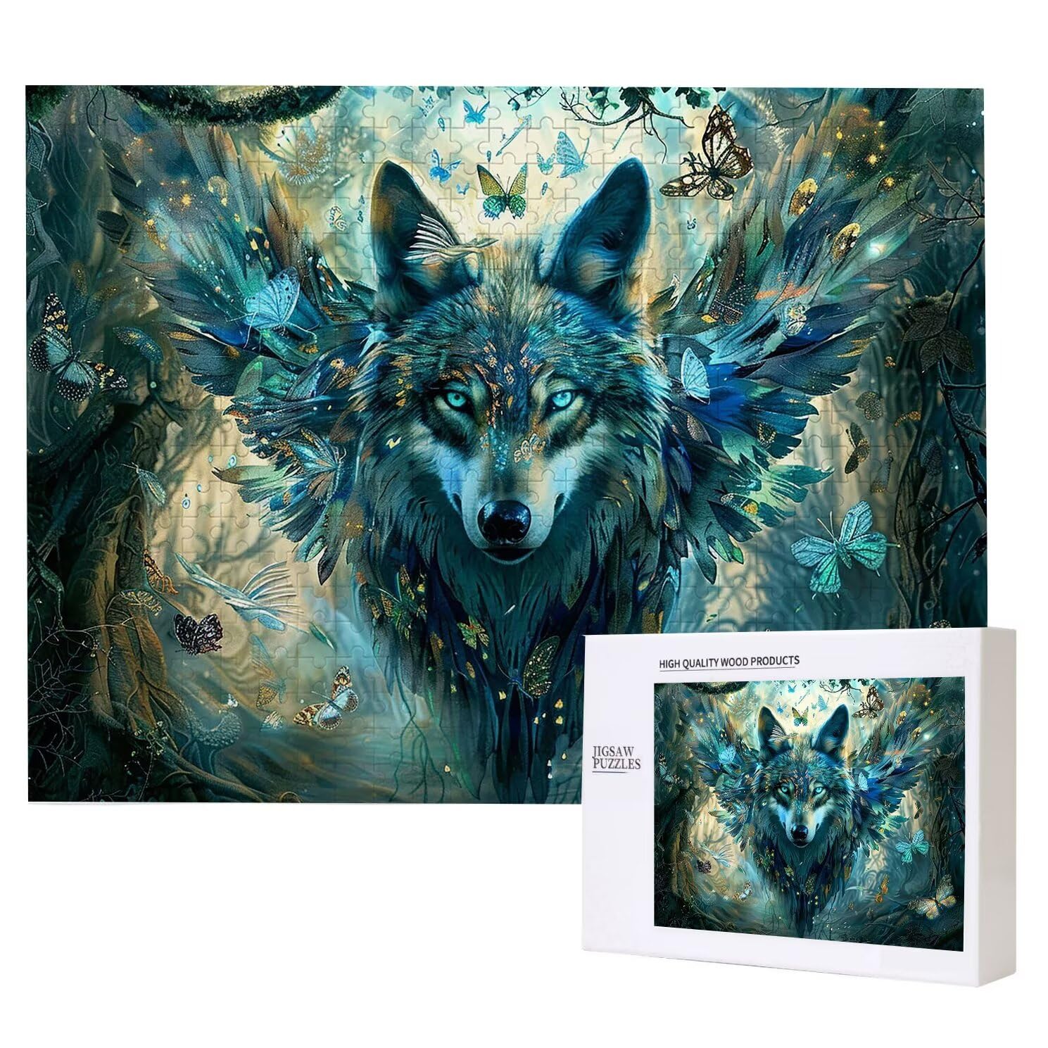 Jigsaw Puzzle, 1000 Pezzi Puzzle Classici, Foresta Puzzle Rilassamento Intelligence, Mpossibile Difficile Puzzles impegnativo per adulti Puzzles per Gioco Familiare, Regalo per Amore Amico Lupo K0F894