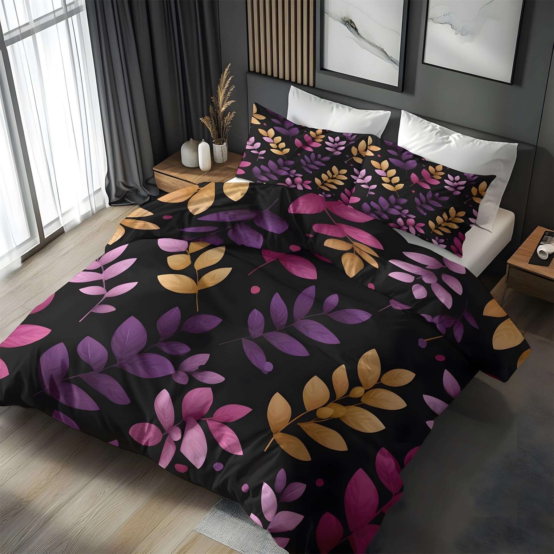 Parure de lit adulte violet et or chic en microfibre premium 220x240 cm