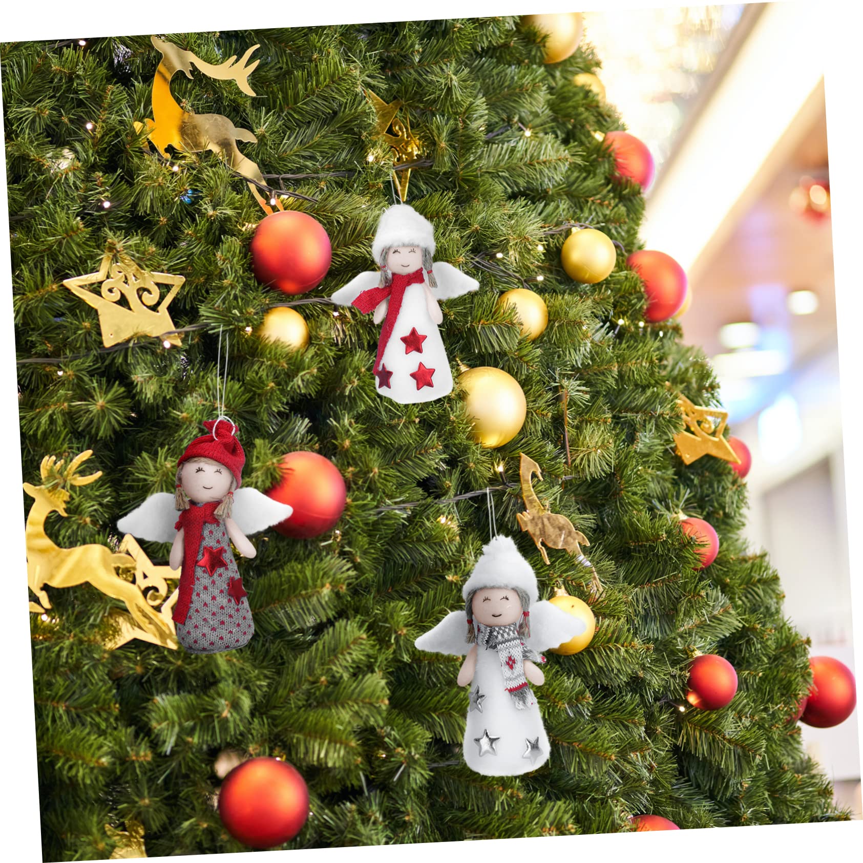 Cabilock 5 Juegos Decoración Navideña Árbol De Navidad Luces Led para Dormitorio Vine Colgantes Navideños Muñecos Navideños Decoración Colgante De Ángel Muñeca Niña El Plastico 3 Piezas * 5
