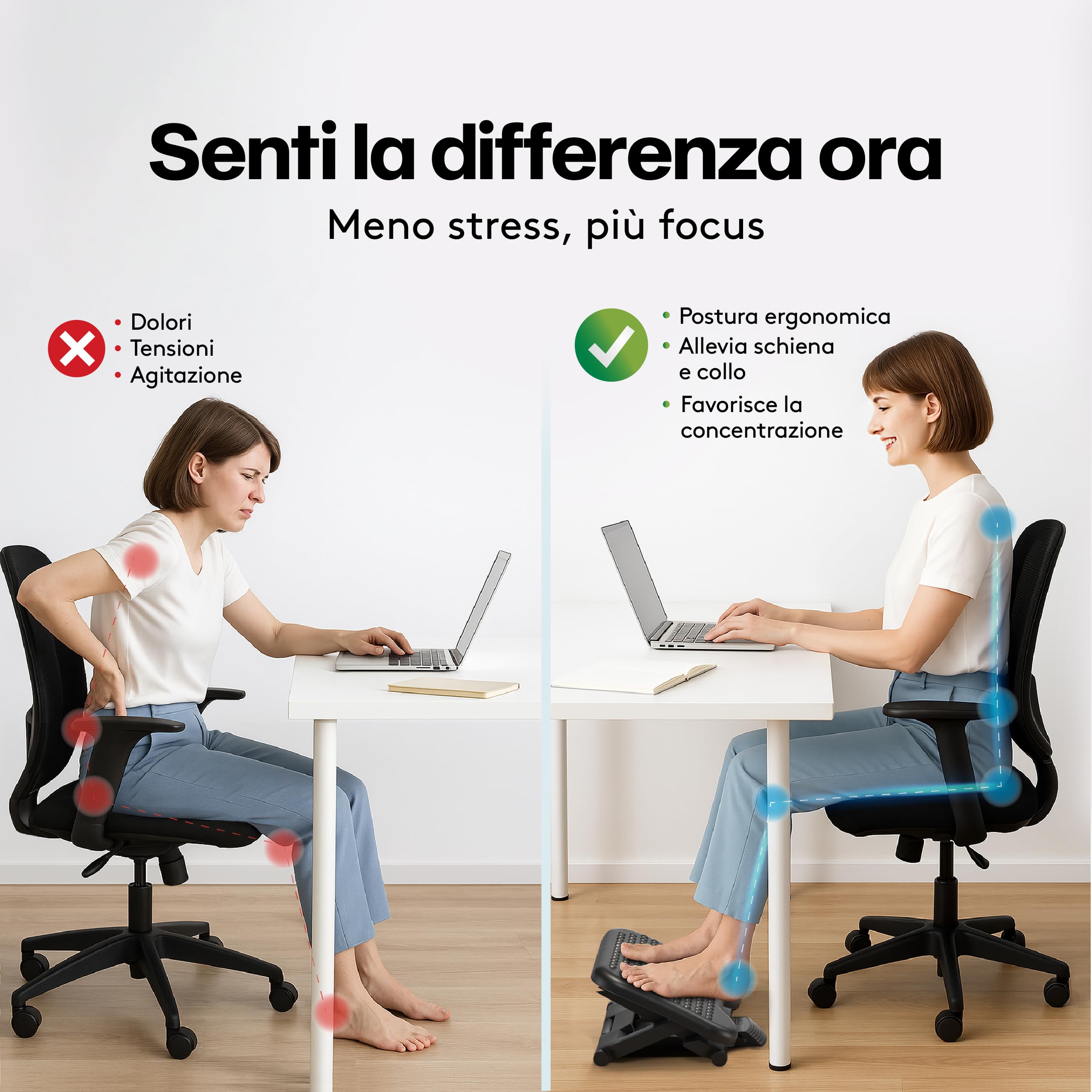 Poggiapiedi Sotto La Scrivania, Cuscino Per Poggiapiedi Ergonoico In