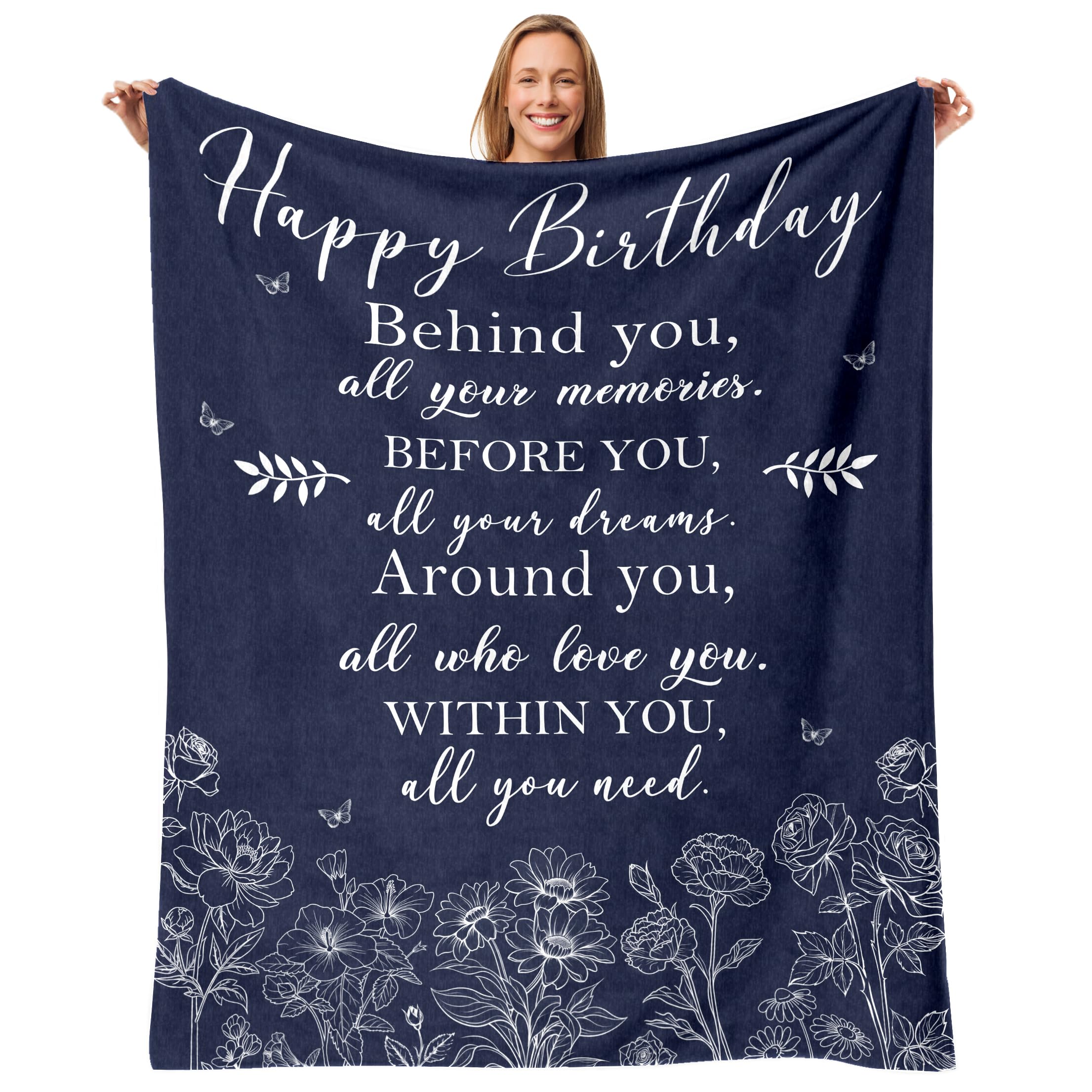 Birthday Gifts for Women, Gifts for Women Birthday Unique, Happy Birthdays Blanket, Mothers Day Gift for Mom Grandma Wife Friend Throw Blankets 50" x 60"