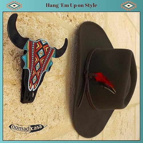 Miniatura 3 de Perchero de sombrero de vaquero para pared, 2 piezas de organizador de montaje en pared para sombreros de vaquero occidental, ganchos decorativos de