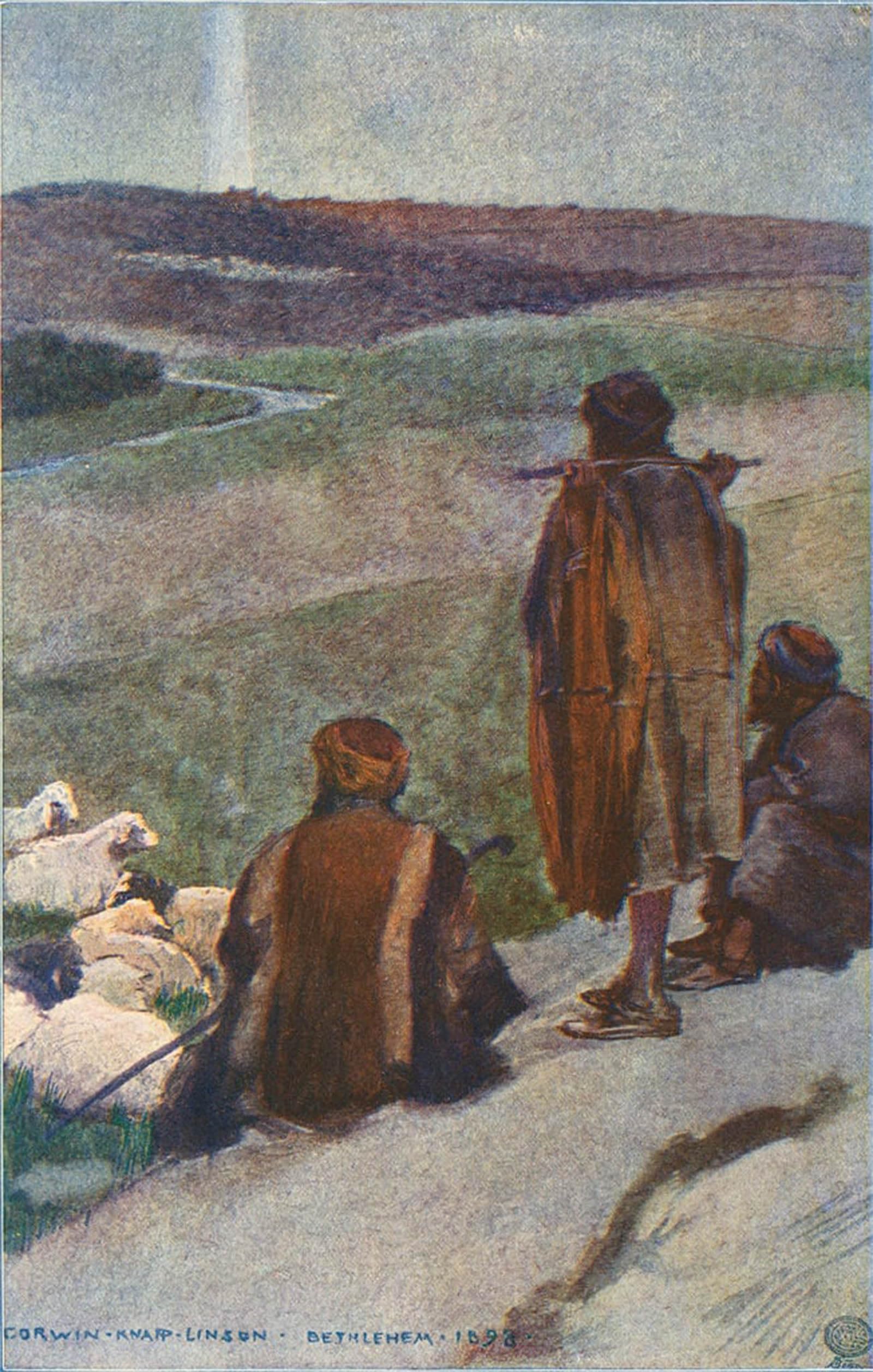 ARTXLXXBN Famous Art Print Poster Vintage Wall Art Shepherds Abiding in the Field by Corwin Knapp Linson Canvas Art Poster for Home Decor 60x90cm