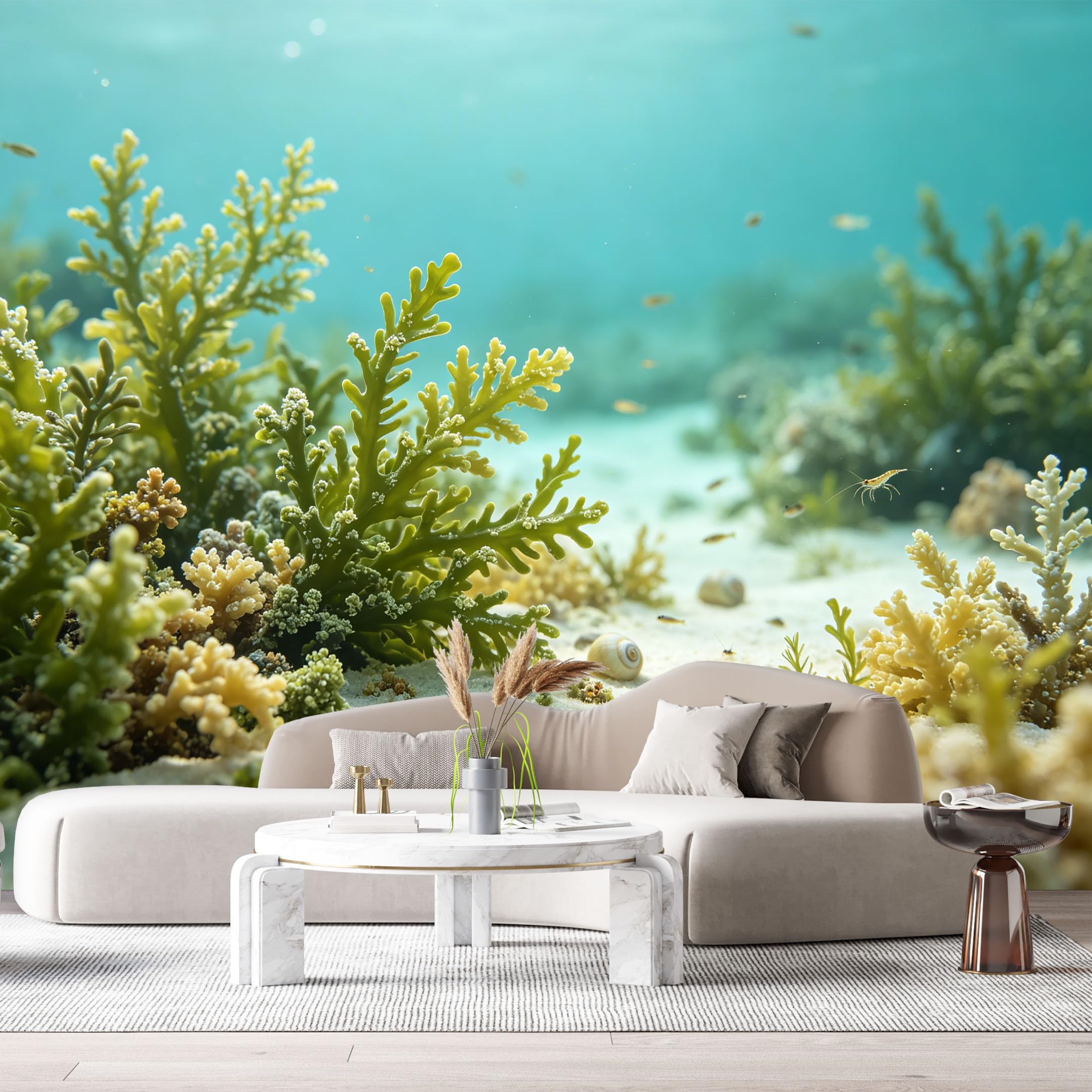 Custom Size Wall Murals Ocean Marine Tropical Coral Reef Underwater Scenery SelfAdhesiveWall Fabric Removable Wallpaper Wall Decor for Living Room Bedroom Bathroom