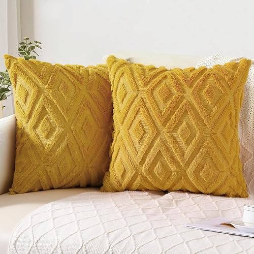 Pallene Juego de 2 fundas de almohada de piel sintética suave para otoño, de 20 x 20 pulgadas, fundas decorativas de lana afelpada para sofá, cama,