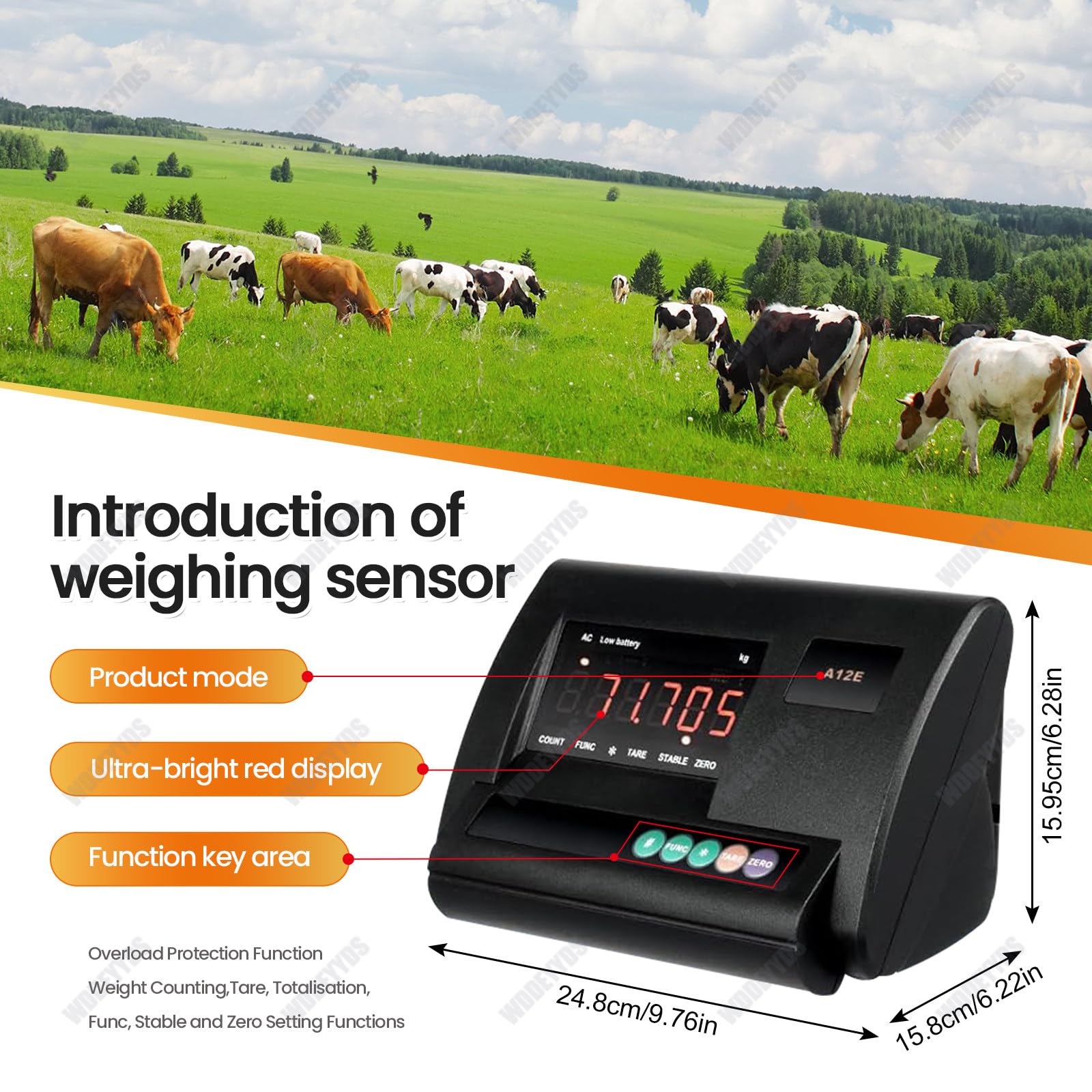 Livestock Scale Kit, 5000 kg / 11023 lbs Steel Beam Compression Load Cell Scales Floor Scale Kit for Animals Cattle Goats Pigs Horse Sheep with Weighing Indicator