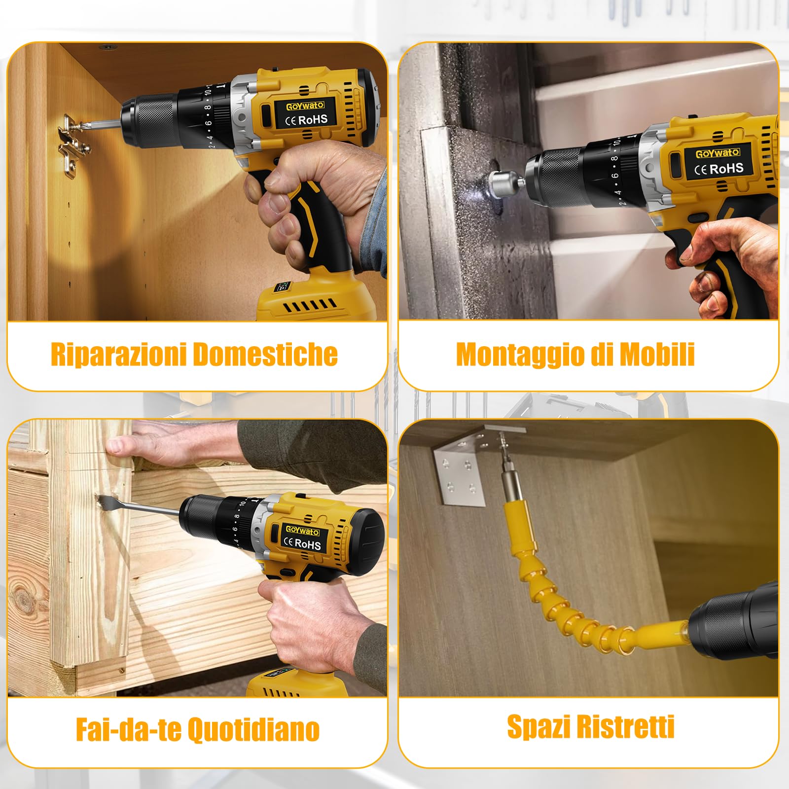 21V Trapano Avvitatore Batteria, 100Nm Trapano a Percussione | Brushless Avvitatore a Batteria, 2 Batterie 4,0Ah, 20+3 Coppia, 13mm Mandrino, 2 Velocità, 36 PZ Accessori, Casa Riparazione