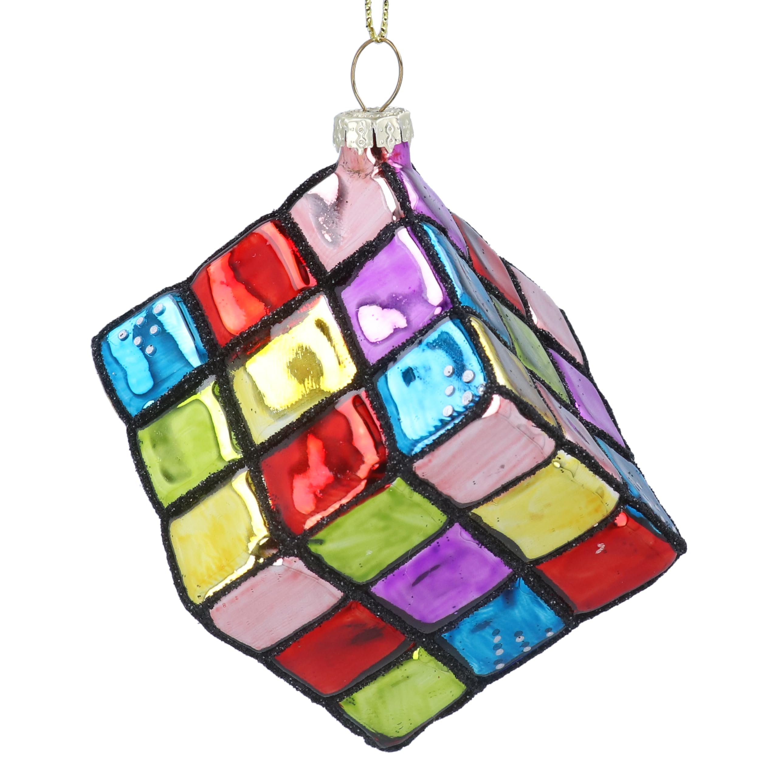 Gisela Graha Glass Rubiks Cube Christmas Tree Decoration, Multicoloured