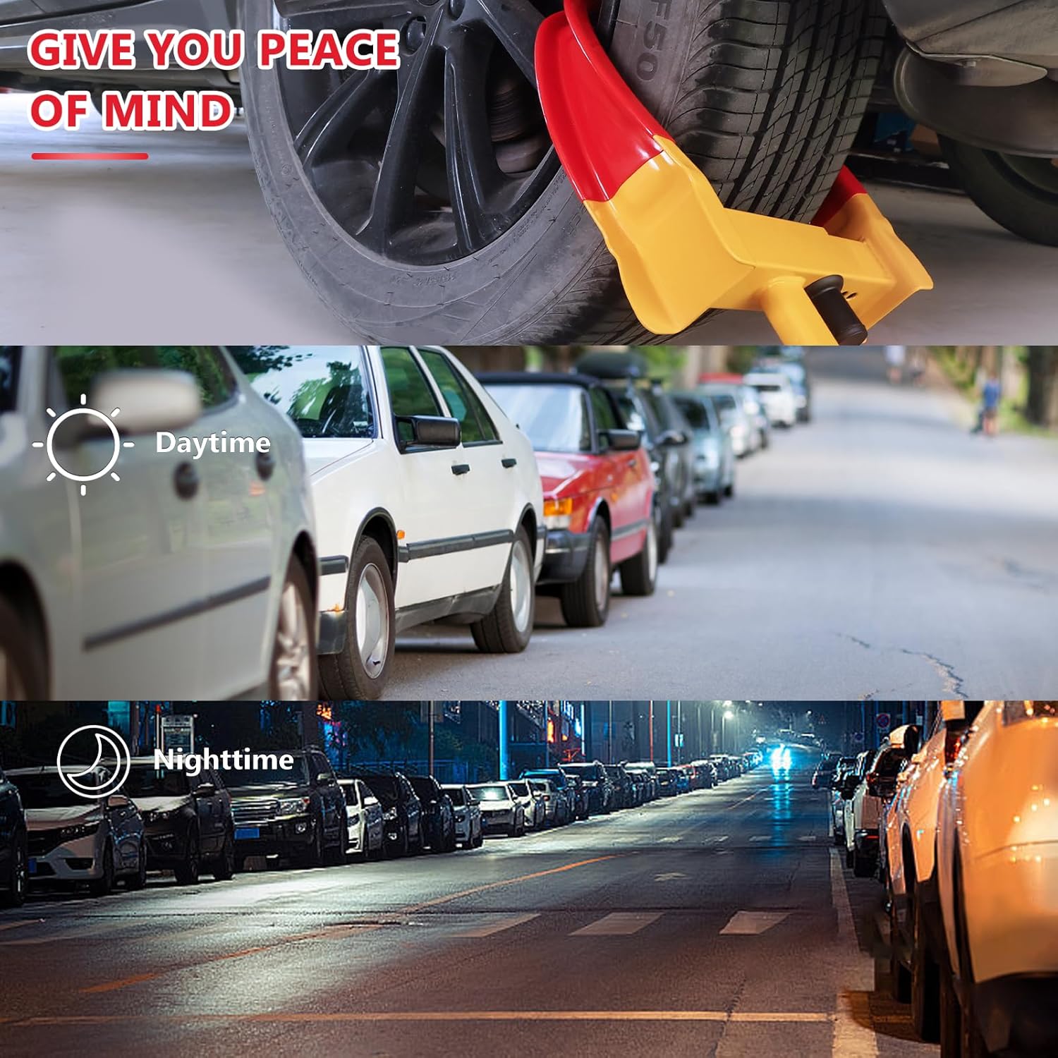 Autobert Universal Wheel Lock, Heavy Duty Tire Lock, Automotive Anti-Theft Lock for Cars, SUVs, Motorcycles, Golf Carts, Bright Color for Deterrence