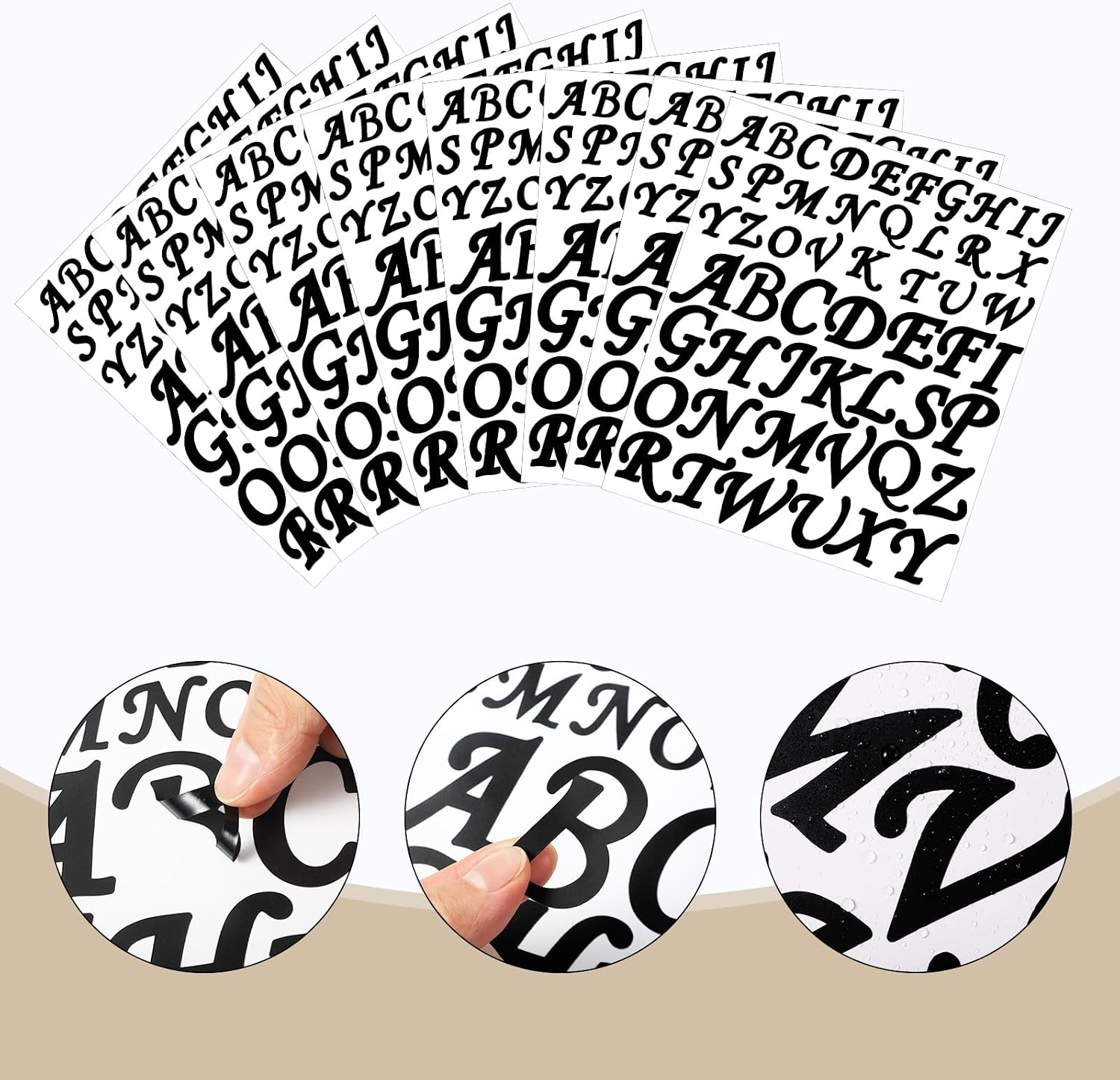Tenceur 416 Pcs Letter Stickers 8 Sheets Alphabet Stickers Vinyl Self Adhesive Stick for Graduation Cap Scrapbook DIY Crafts Gift Art Business Notebook Classroom Decor(2 Inch, 3 Inch,Black)