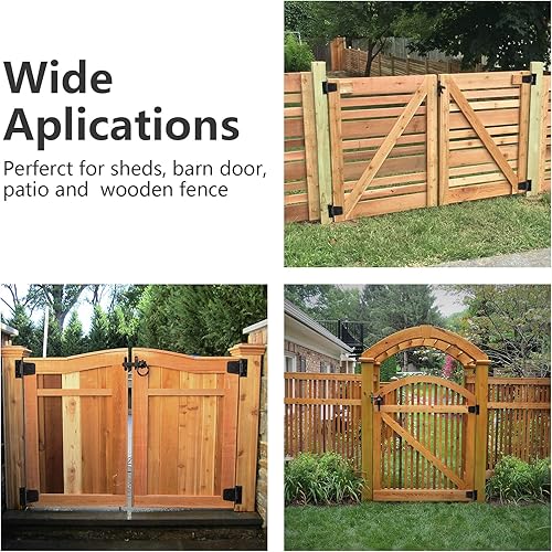 Miniatura 5 de Bisagras de puerta resistentes, paquete de 4, bisagras de puerta de granero negras de 3.5 pulgadas, bisagras de puerta de metal para puertas de