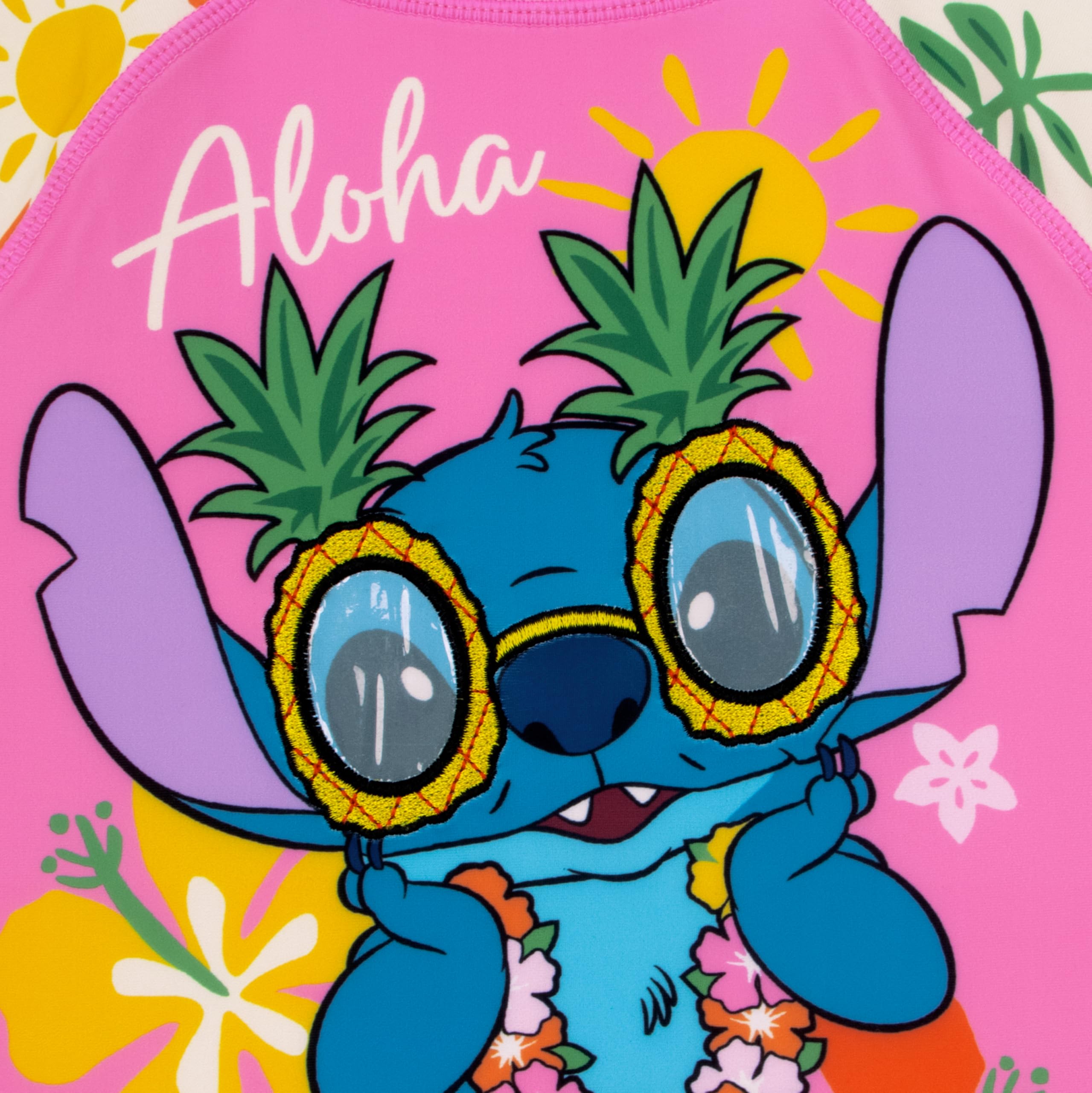 Disney Maillot de Bain Filles Lilo et Stitch, Maillot De Bain Piscine 2 Pièces Lilo à Manches Longues avec Arcs, Stitch Vetement Fille
