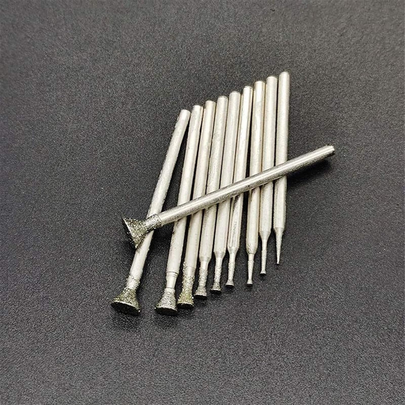 Lima de escofina de metal, juego de limas de aguja, 10 piezas de juego de brocas de diamante de 2,35 mm, utilizada for tallar agujas de jade, herramienta de pulido de limas rotativas, lima resistente
