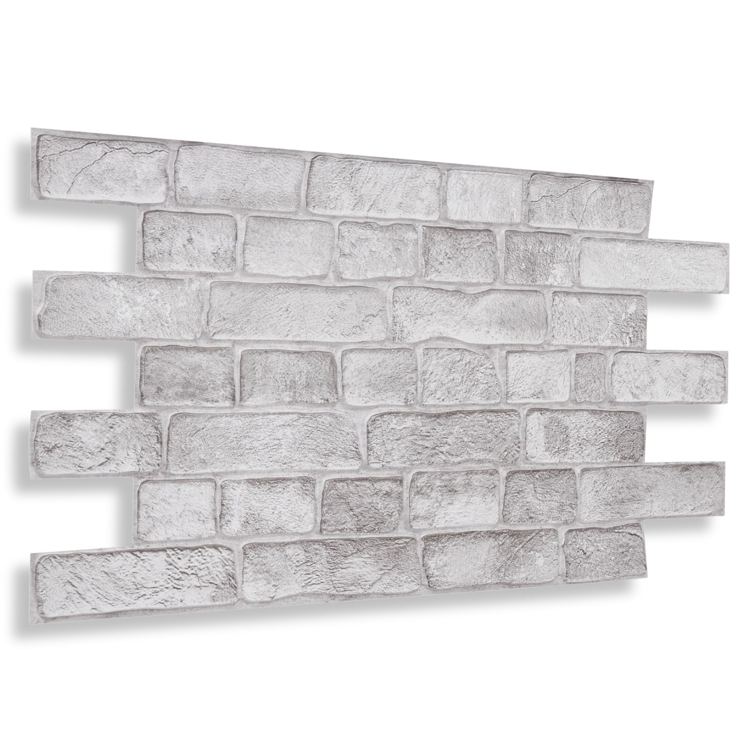 Novecrafto Premium Grey Brick Faux Brick Decorative 3D Wall Panels - 37.79 X 18.89 In (96X48cm) -6 Sheets Covering 29.76 Sqft (2.76 Sqm) - Kitchen Office Living Room Cladding Panels - Grey Faux Brick Effect Pattern