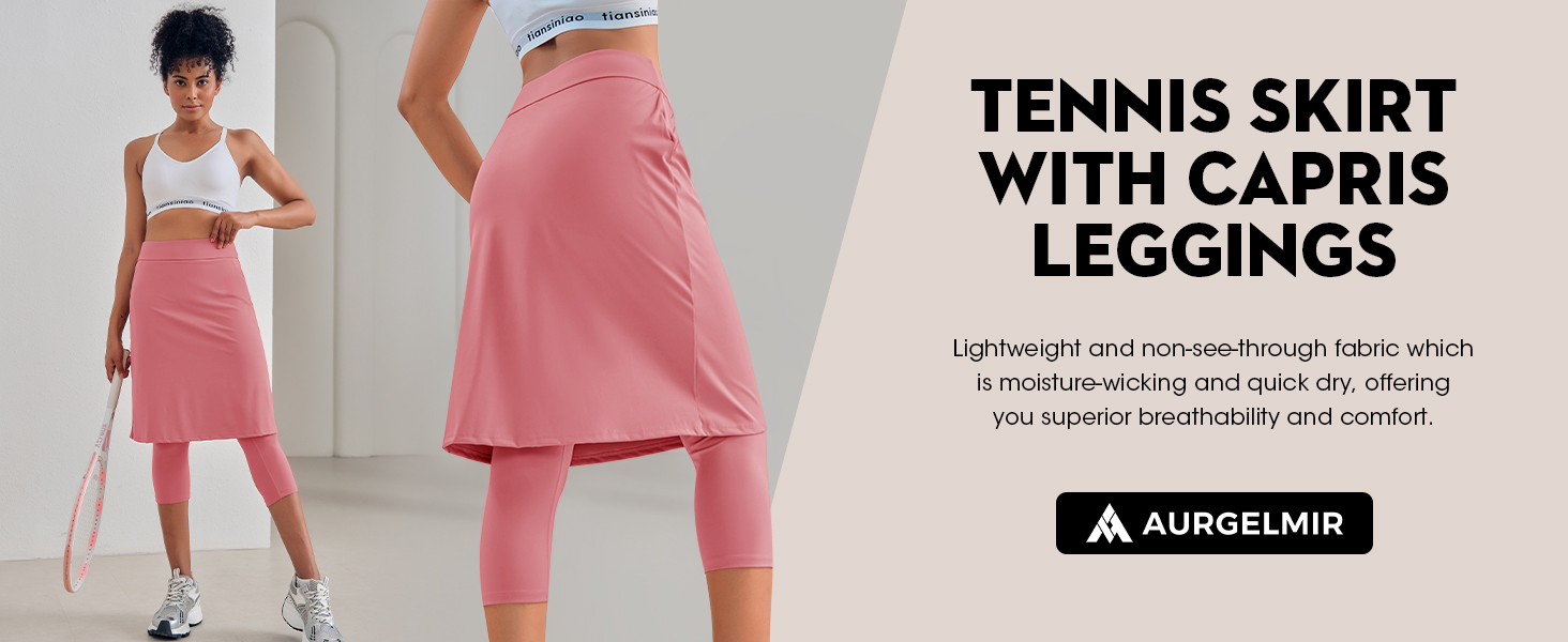 Aurgelmir Womens Tennis Skirt with Capris Leggings Golf Knee
