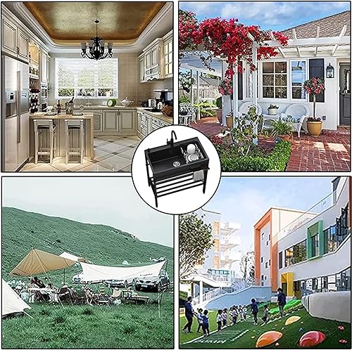 Miniatura 7 de Fregadero de cocina comercial de acero inoxidable, fregadero al aire libre, fregadero independiente de 1 compartimento, estación de lavado