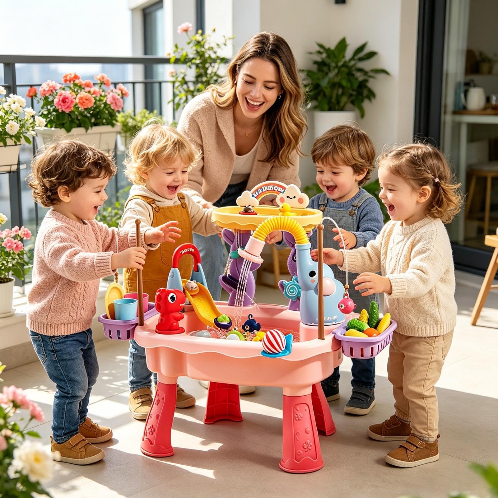 Generisch Outdoor Wassertisch - Mit Angelspiel - Kinder Aktivitätstisch,Für Mädchen Garten Terrasse Camping Sommer Kindertagesstätte Vorschule