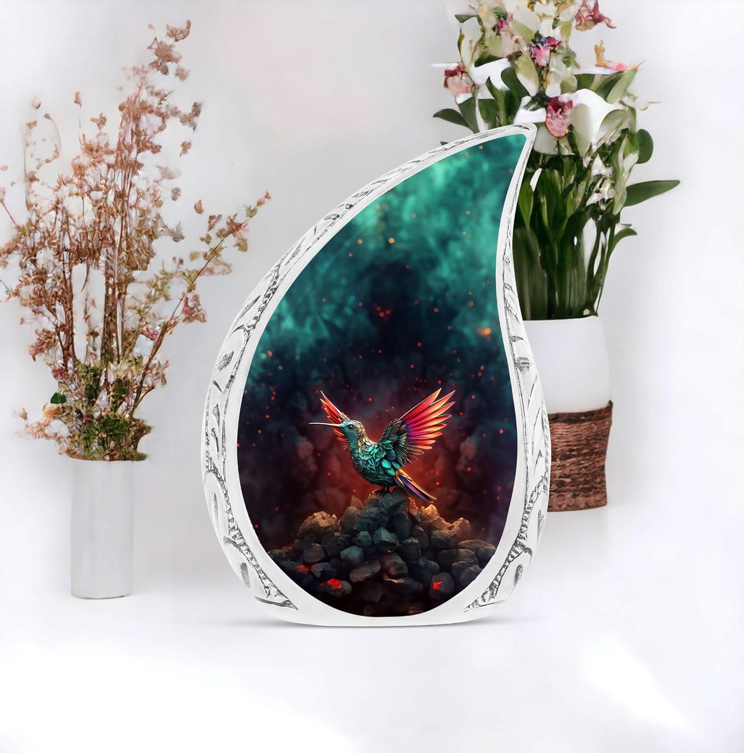 Cremation Urn Human Ashes, Humming Bird Urn, Burial Urns for Adult Human Ashes, Large Urns for Human Ashes Adult Male, Red Decorative Urns, Dove Urn, Urns for Human Ashes Adult Women -10 Inches