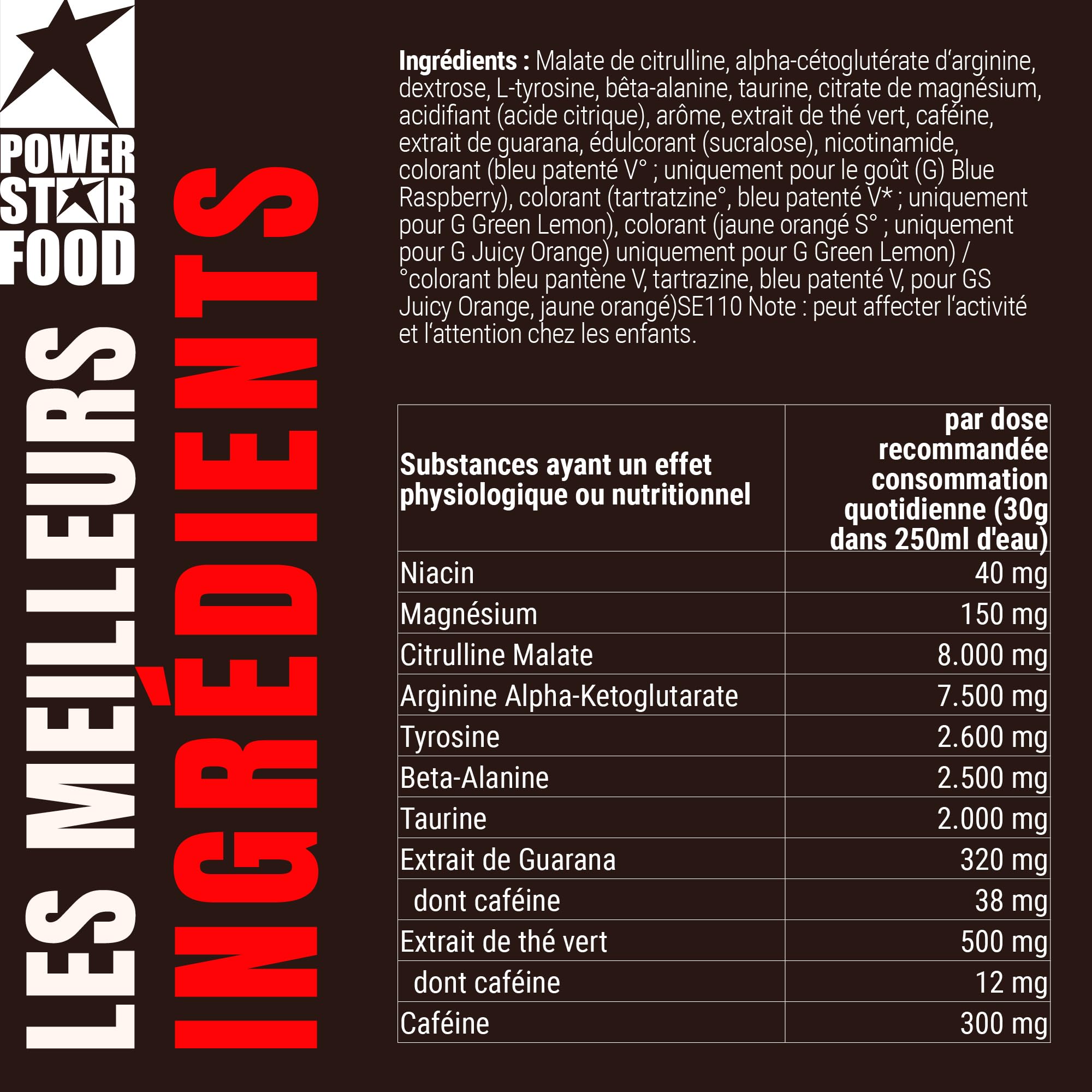 Powerstar BLACKOUT Pre Workout Booster Hardcore 600g | Booster Pré-Entraînement | Haute Dose avec Caféine Naturelle | Fitness & Énergie | Fabriqué en Allemagne | Végétalien | Green Lemon