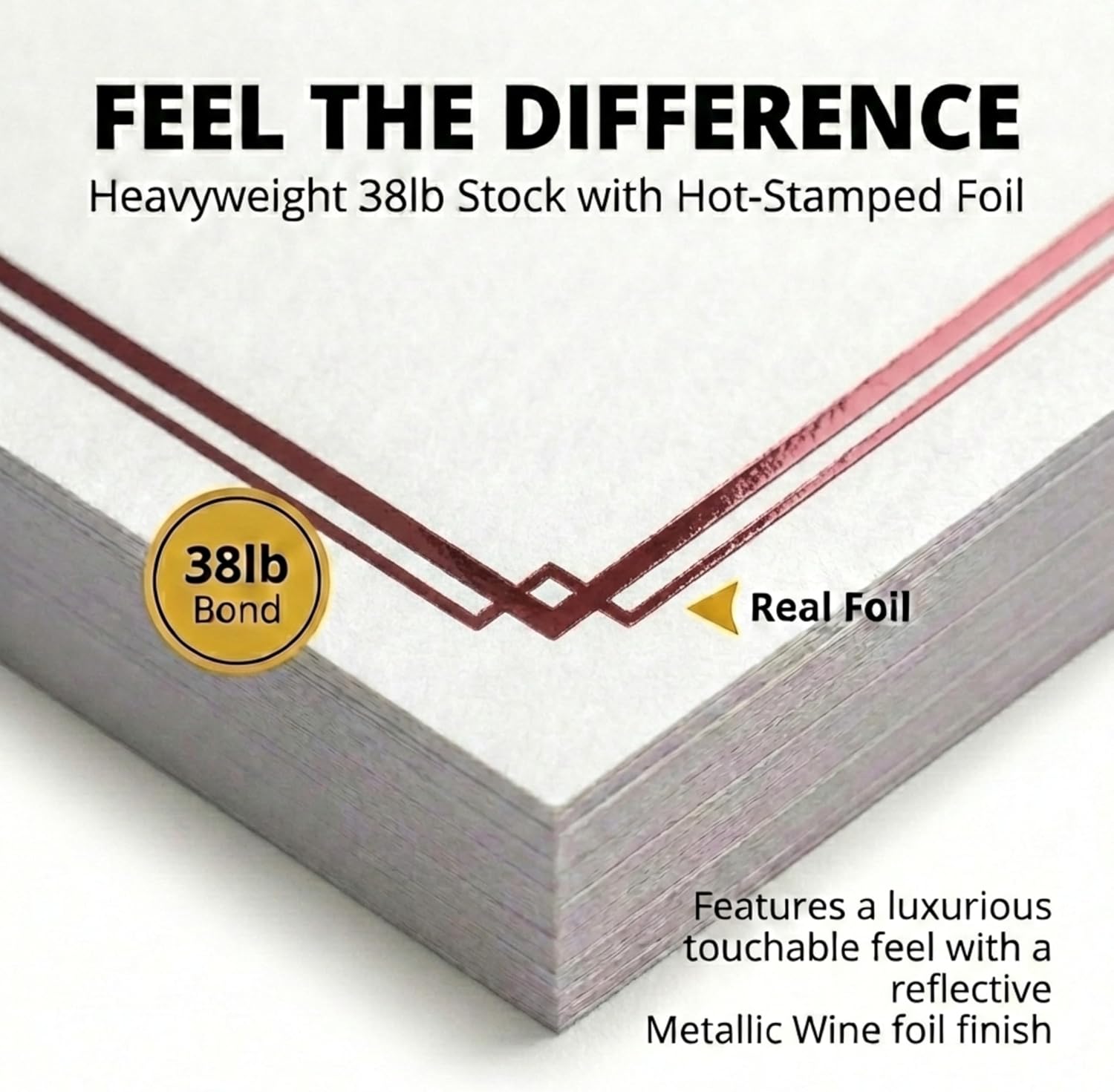 PaperDirect Foil Elegance Specialty Certificates, 50 Sheets of 38lb White Paper, 8½" x 11", Double Wine Foil Border, Perfect for Awards, Students, Employees, Volunteers, Course Completion, Diplomas