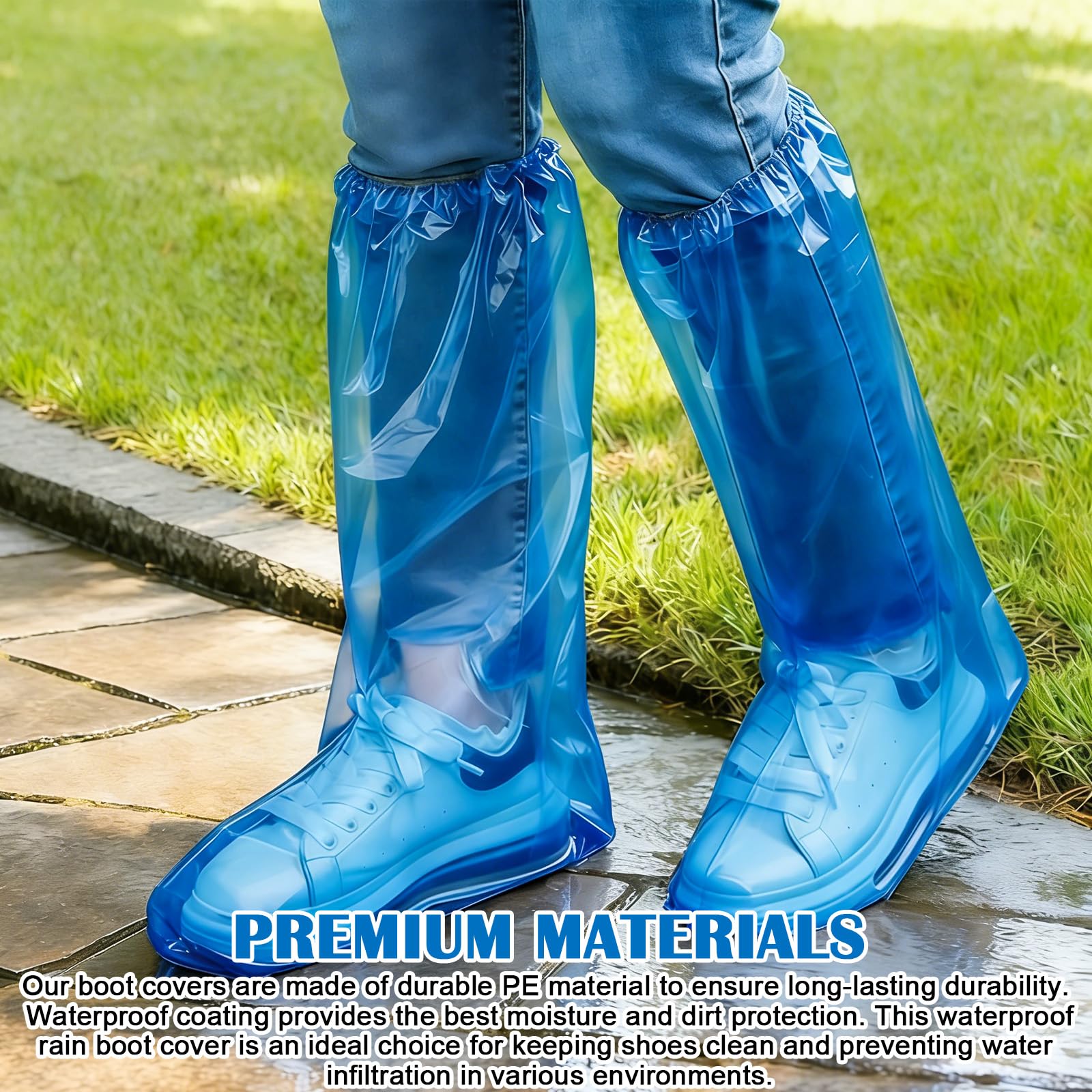 Copriscarpe impermeabili PE 38x50 cm con elastici per pioggia blu 40 pezzi