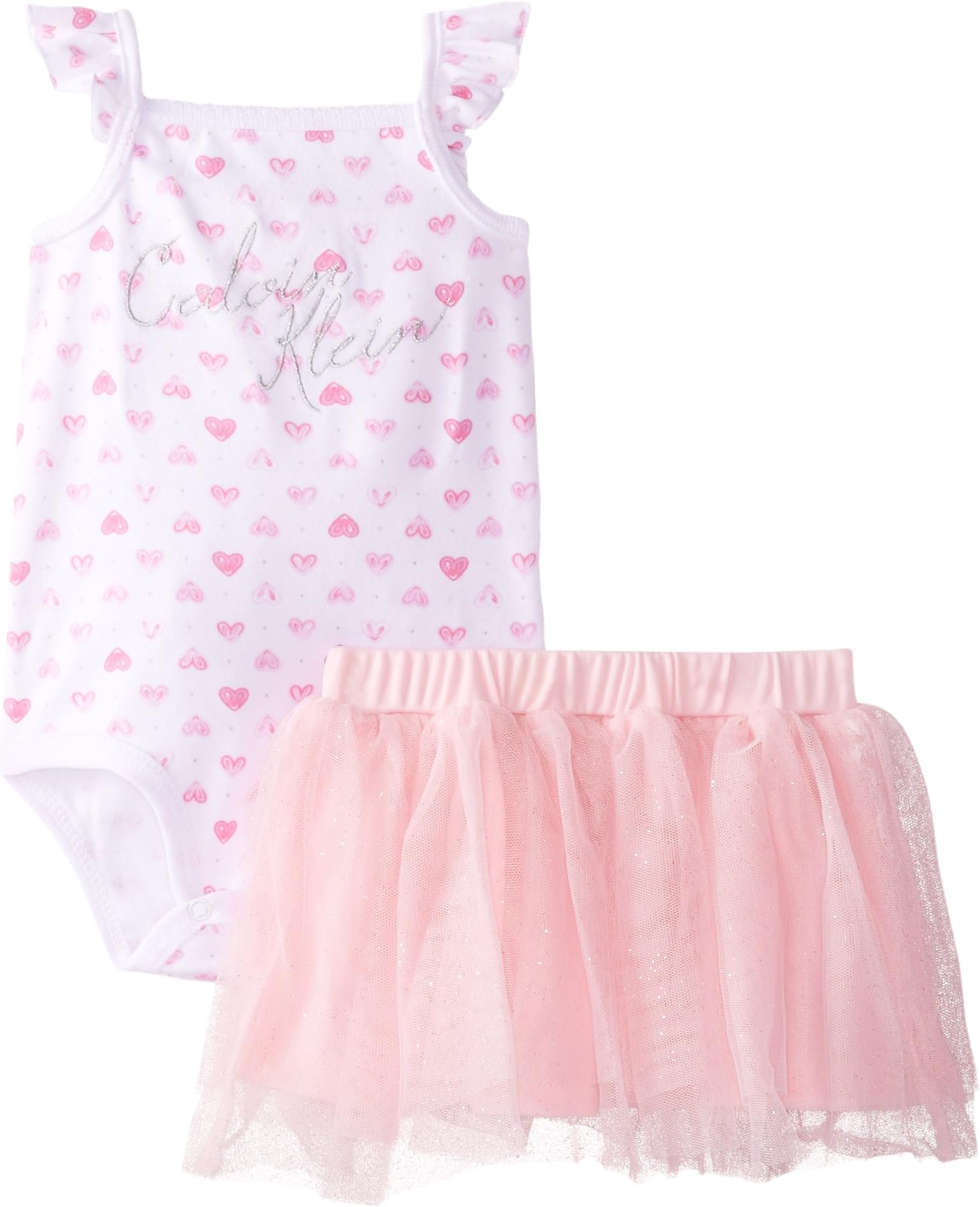 Calvin Klein Baby-Girls Infant Pink Print Bodysuit with Skirt