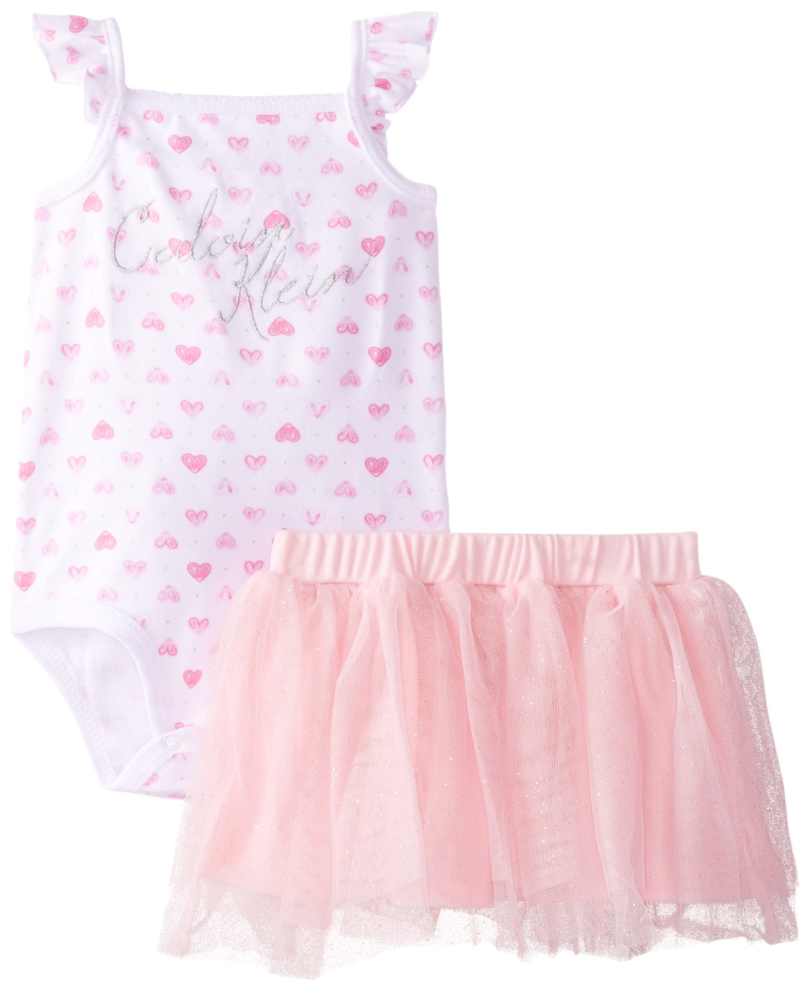 Calvin Klein Baby-Girls Infant Pink Print Bodysuit with Skirt