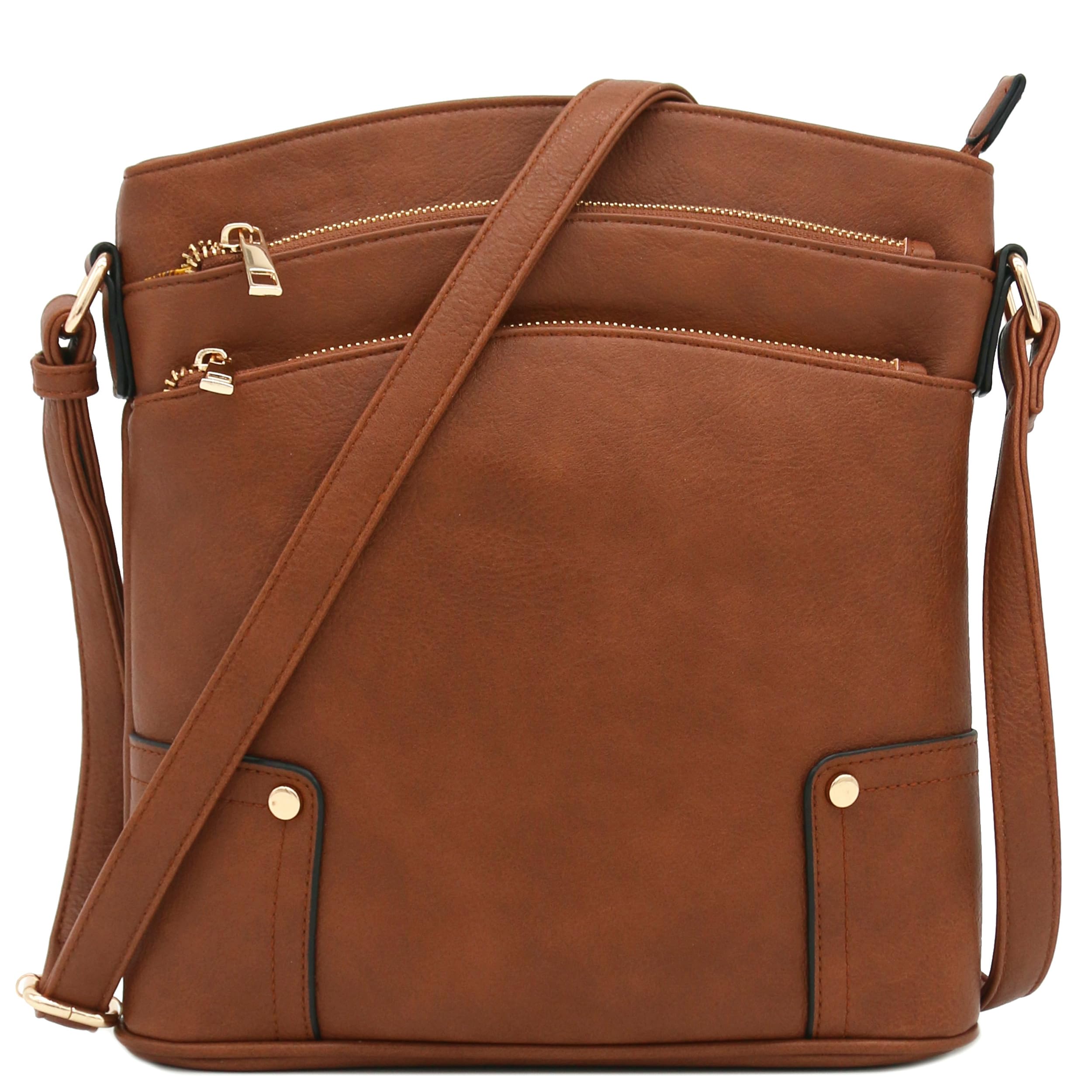ALYSSA Triple Zip Pocket Large Crossbody Bag
