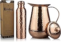 Vista 1 de Botella de agua de cobre – Recipiente ayurvédico de cobre puro martillado para beber, bebe más agua, reduce tu ingesta de azúcar y disfruta
