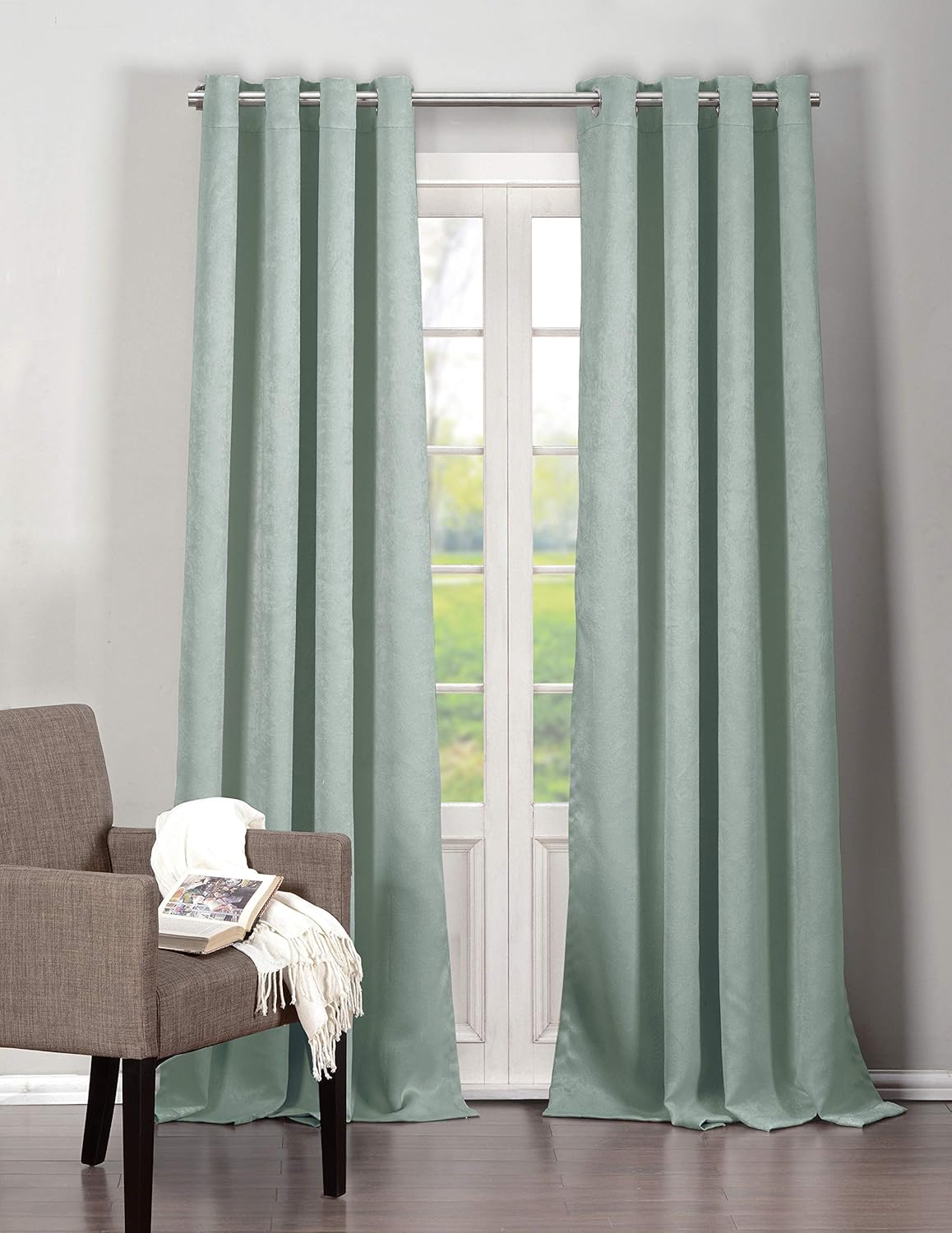 Duck River Textile Quincy Solid Window Curtain, 38x84 (2 Pieces), Eggshell Blue