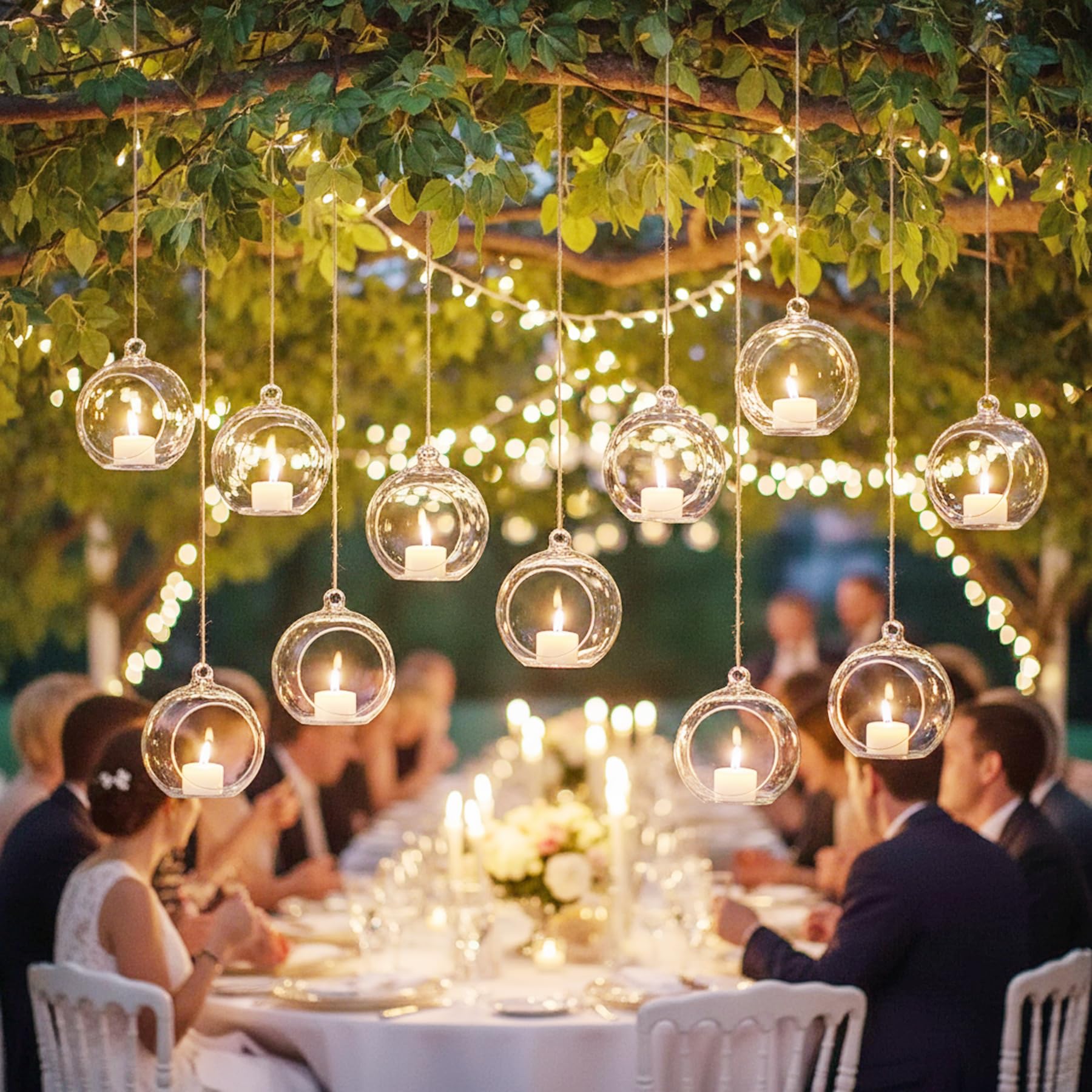 Amazon.com: 24pcs of Hanging Candle Holders - Glass LED Tealight