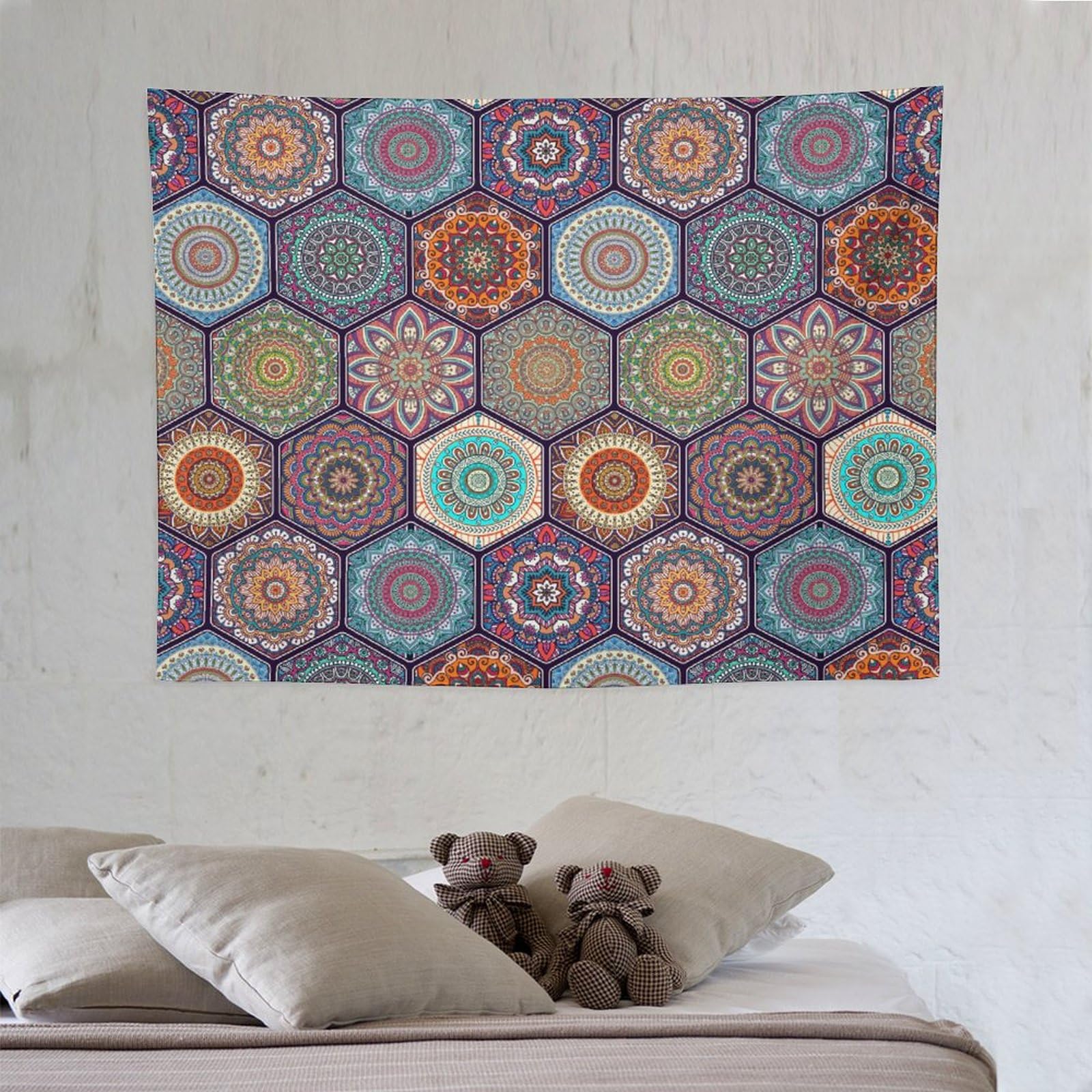 ZhiRain Boho Floral Tapestry Wall Hanging Vintage Bohemian Flower Patterned Tapestries Home Decor for Living Room Bedroom Apartment Farmhouse Dorm 30"