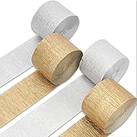 Vista 19 de Serpentinas de papel crepé PartyWoo, 4 rollos de 328 pies, paquete de papel crepé negro y dorado para fiesta, boda, cumpleaños, decoraciones